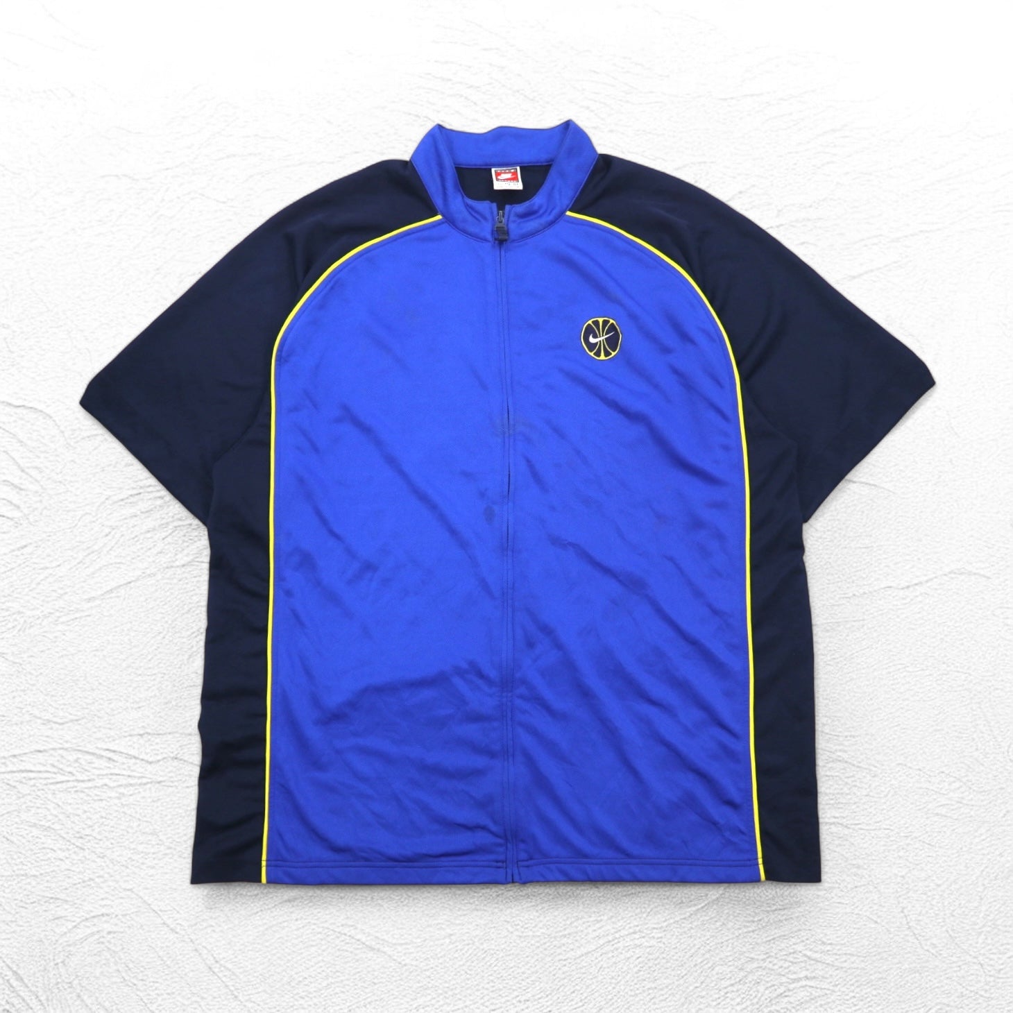 NIKE anni '90 etichetta TEAM, maglia basket a maniche corte, giacca sportiva track jacket, taglia 2XL, colore blu, logo Swoosh