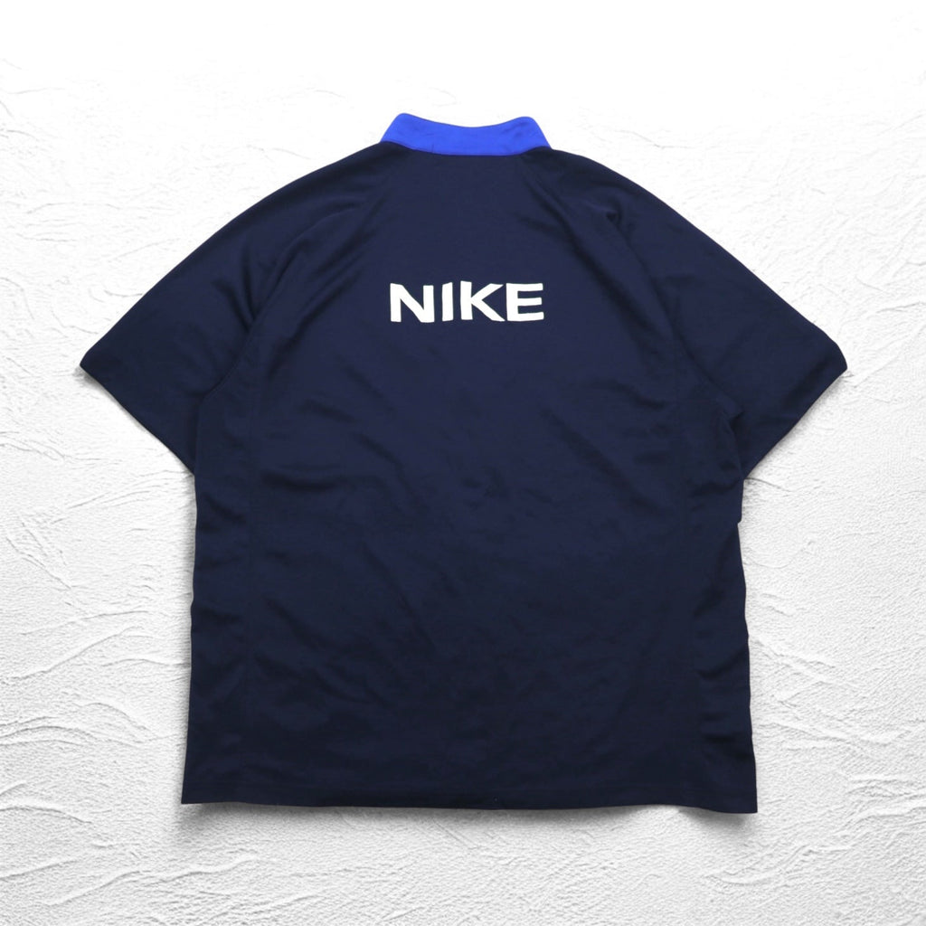 NIKE anni '90 etichetta TEAM, maglia basket a maniche corte, giacca sportiva track jacket, taglia 2XL, colore blu, logo Swoosh