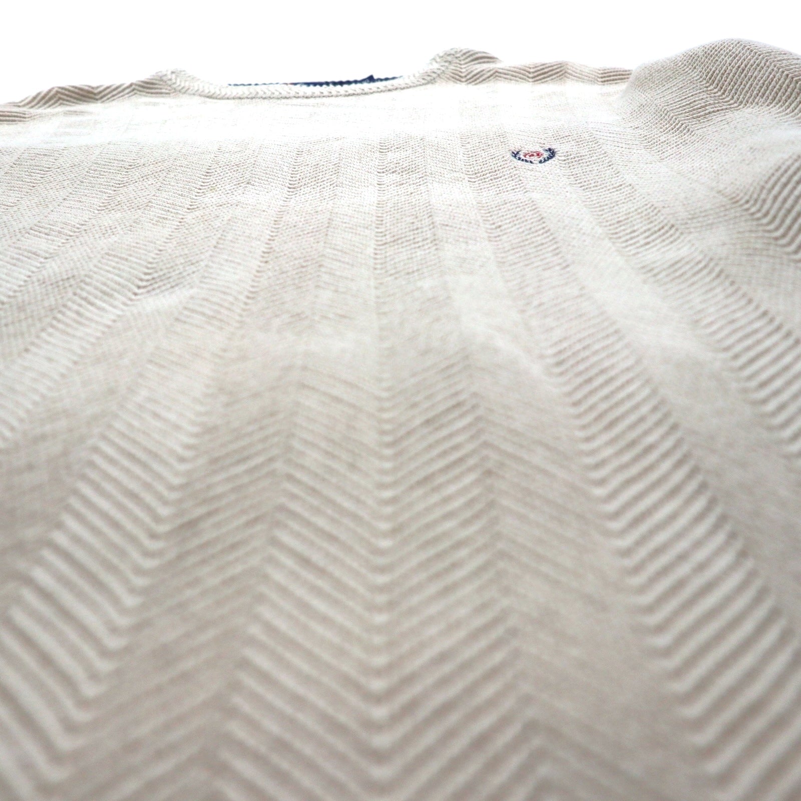 CHAPS RALPH LAUREN 90年代 3D ジャガード ヘリンボーン コットンニット 2XL ベージュ HAND FLAMED
