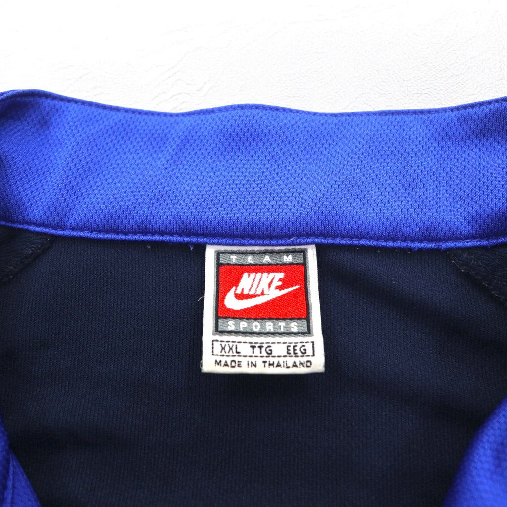 NIKE anni '90 etichetta TEAM, maglia basket a maniche corte, giacca sportiva track jacket, taglia 2XL, colore blu, logo Swoosh