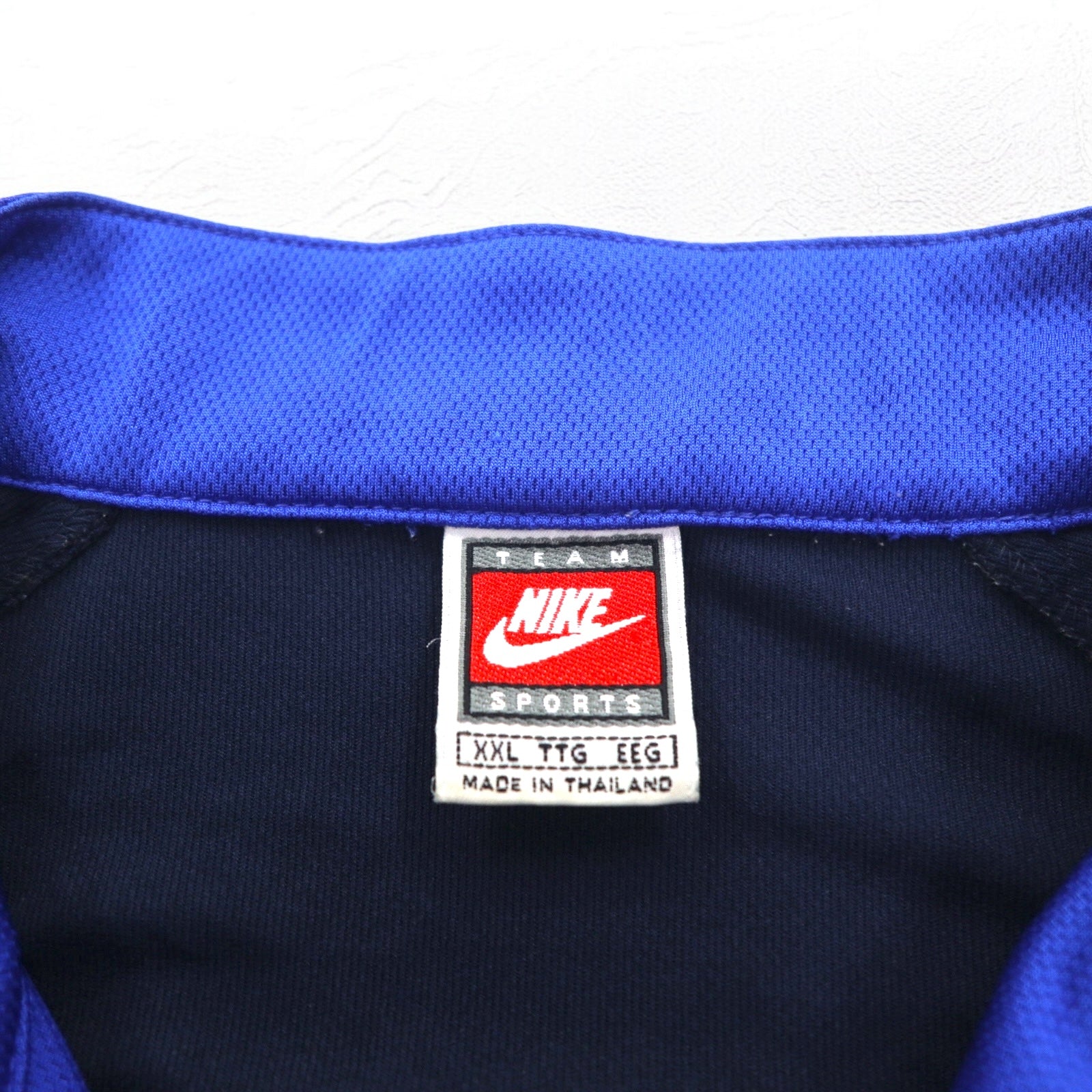 NIKE anni '90 etichetta TEAM, maglia basket a maniche corte, giacca sportiva track jacket, taglia 2XL, colore blu, logo Swoosh