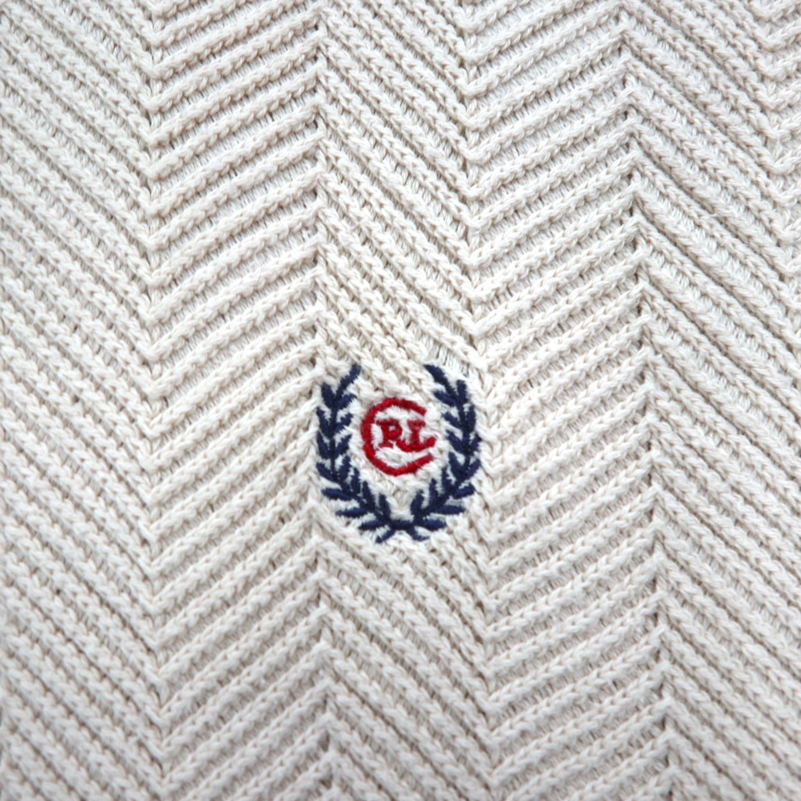 CHAPS RALPH LAUREN 90年代 3D ジャガード ヘリンボーン コットンニット 2XL ベージュ HAND FLAMED