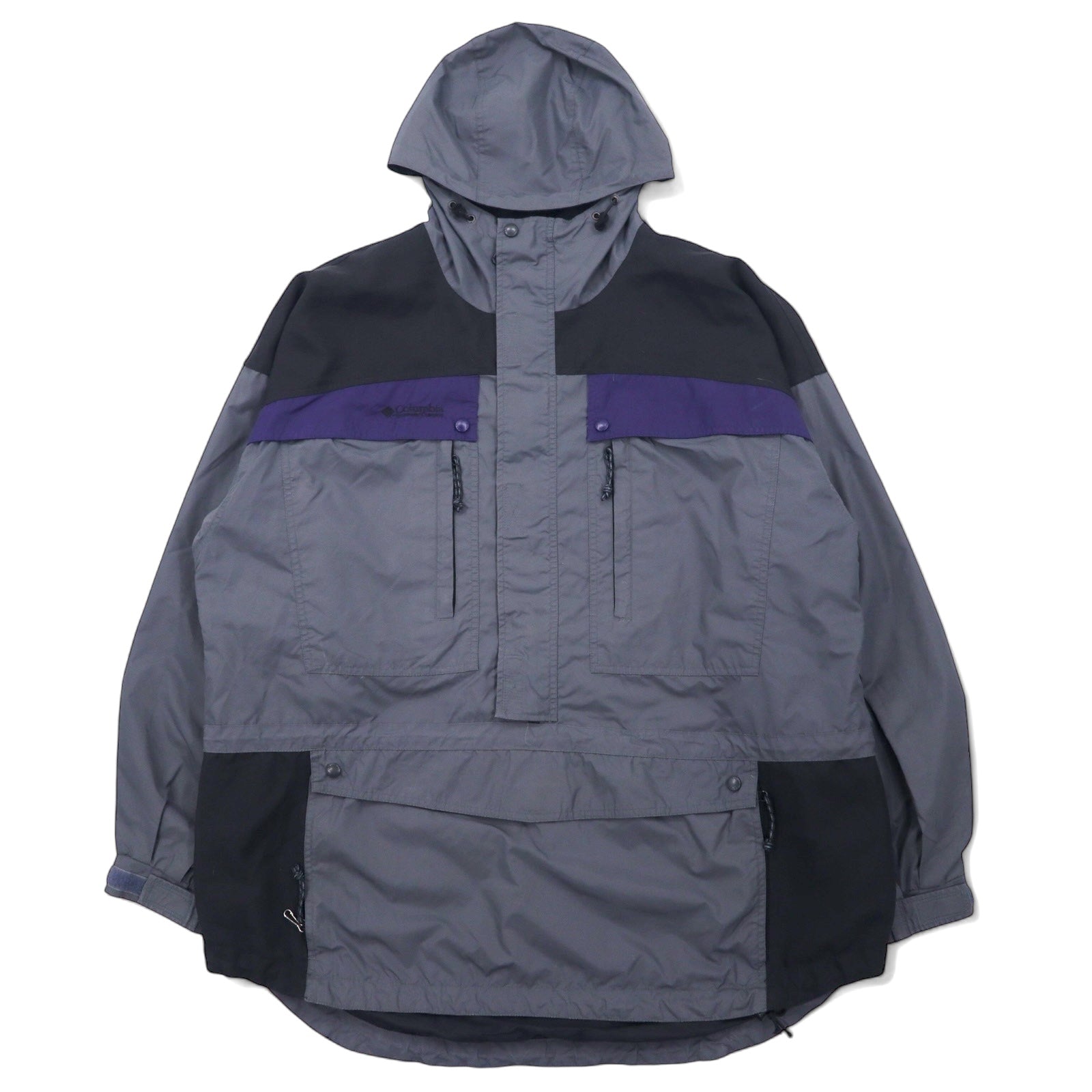 Columbia anni '90, parka a vento, parka da montagna, taglia XL, grigio, nylon, coulisse