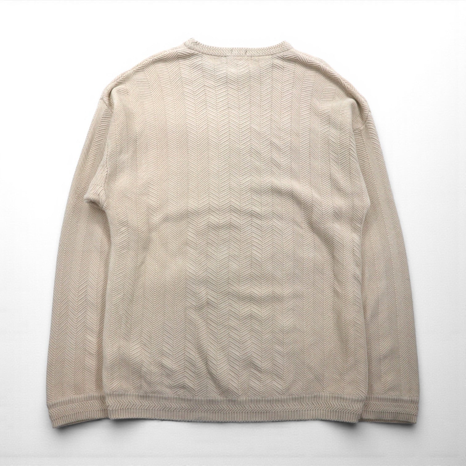 CHAPS RALPH LAUREN 90年代 3D ジャガード ヘリンボーン コットンニット 2XL ベージュ HAND FLAMED
