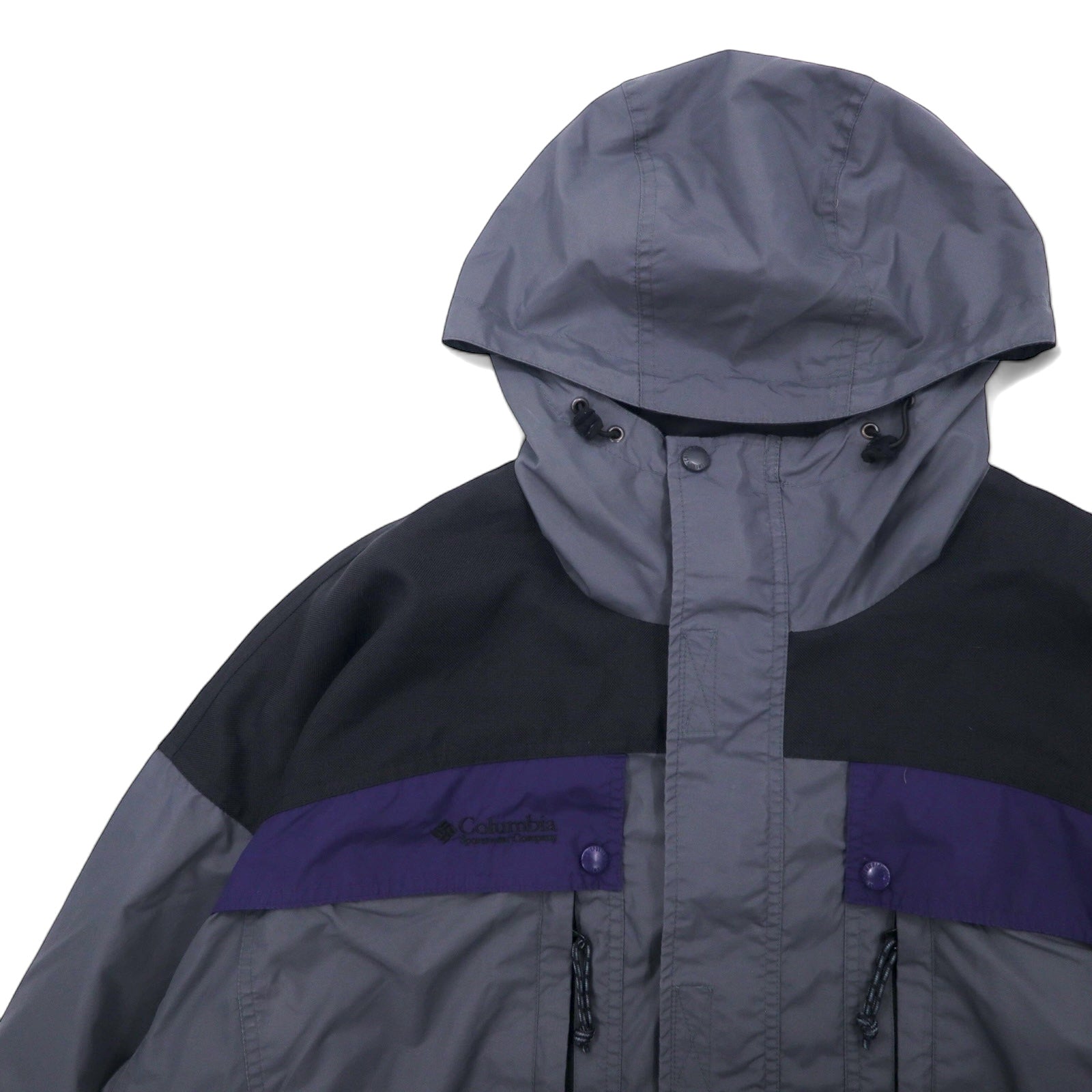 Columbia anni '90, parka a vento, parka da montagna, taglia XL, grigio, nylon, coulisse