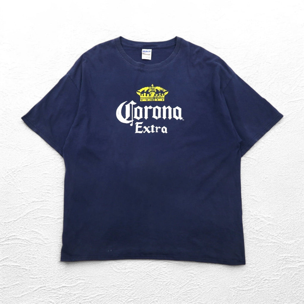 Corona Extra Beer コロナビール プリント Tシャツ 2XL ネイビー GILDAN ボディ