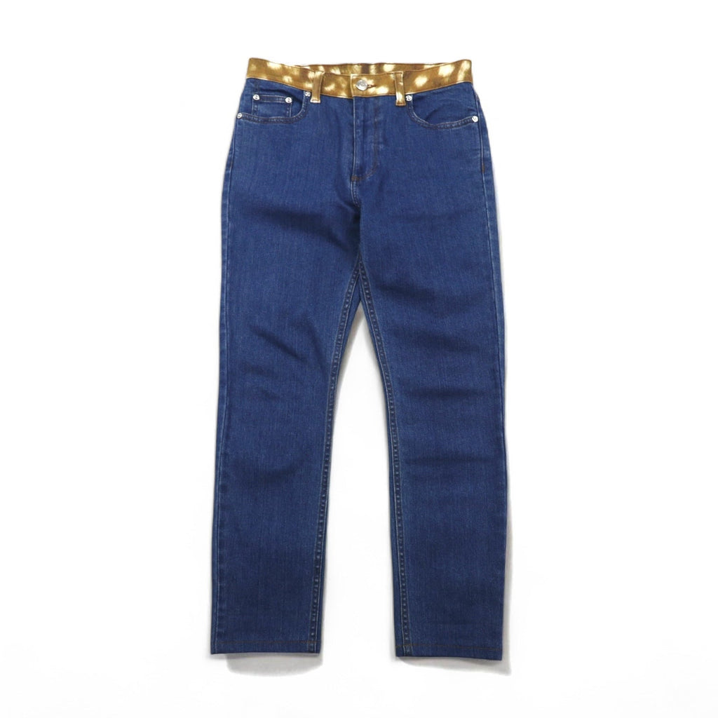 BURBERRY Etichetta attuale Jeans skinny a vita media Vita media Jeans skinny Pantaloni in denim M Blu Elasticizzati Toppa in pelle