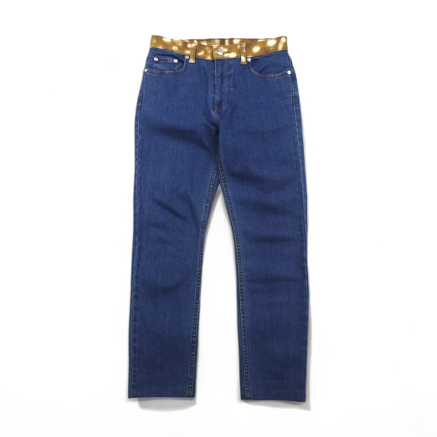 BURBERRY Etichetta attuale Jeans skinny a vita media Vita media Jeans skinny Pantaloni in denim M Blu Elasticizzati Toppa in pelle