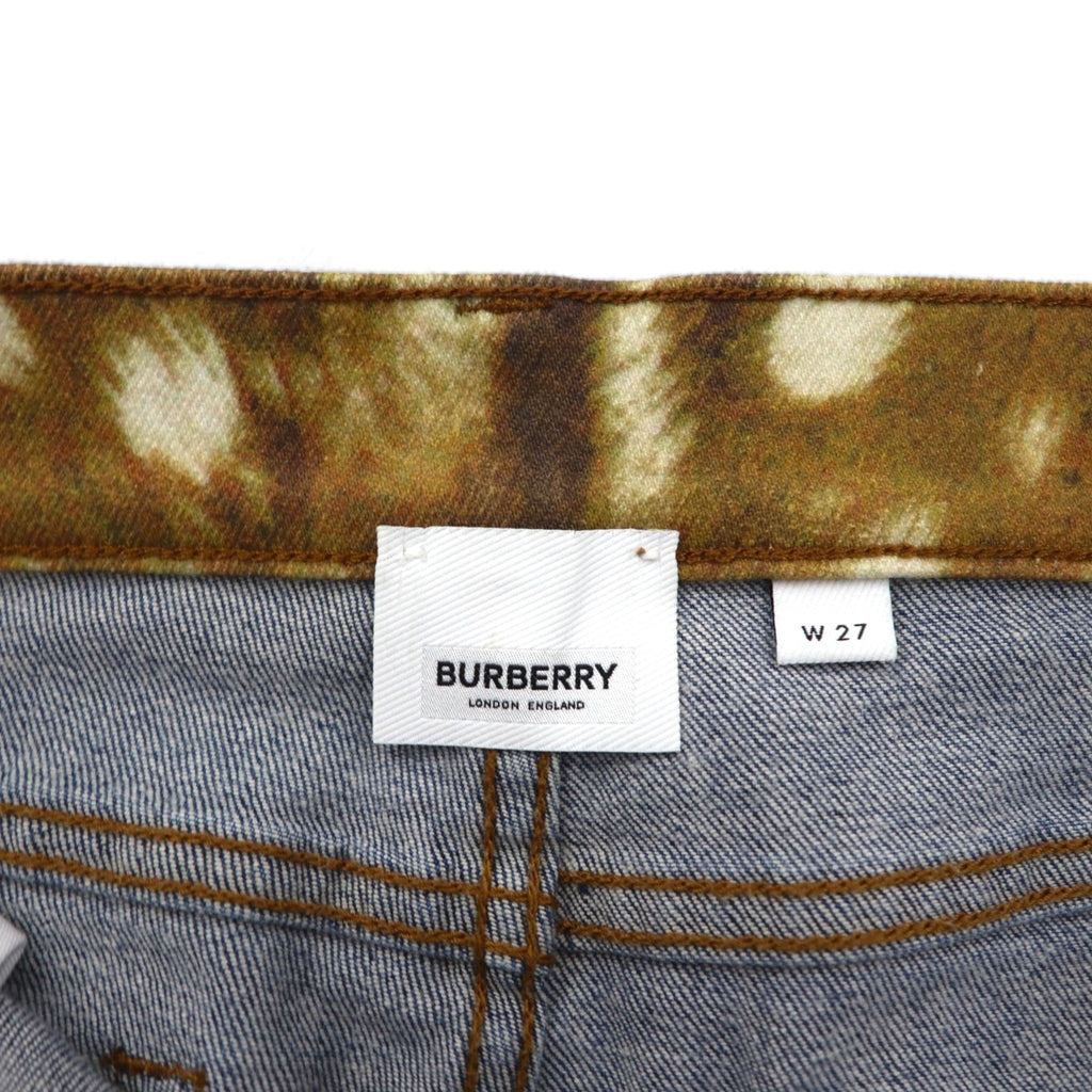 BURBERRY Etichetta attuale Jeans skinny a vita media Vita media Jeans skinny Pantaloni in denim M Blu Elasticizzati Toppa in pelle