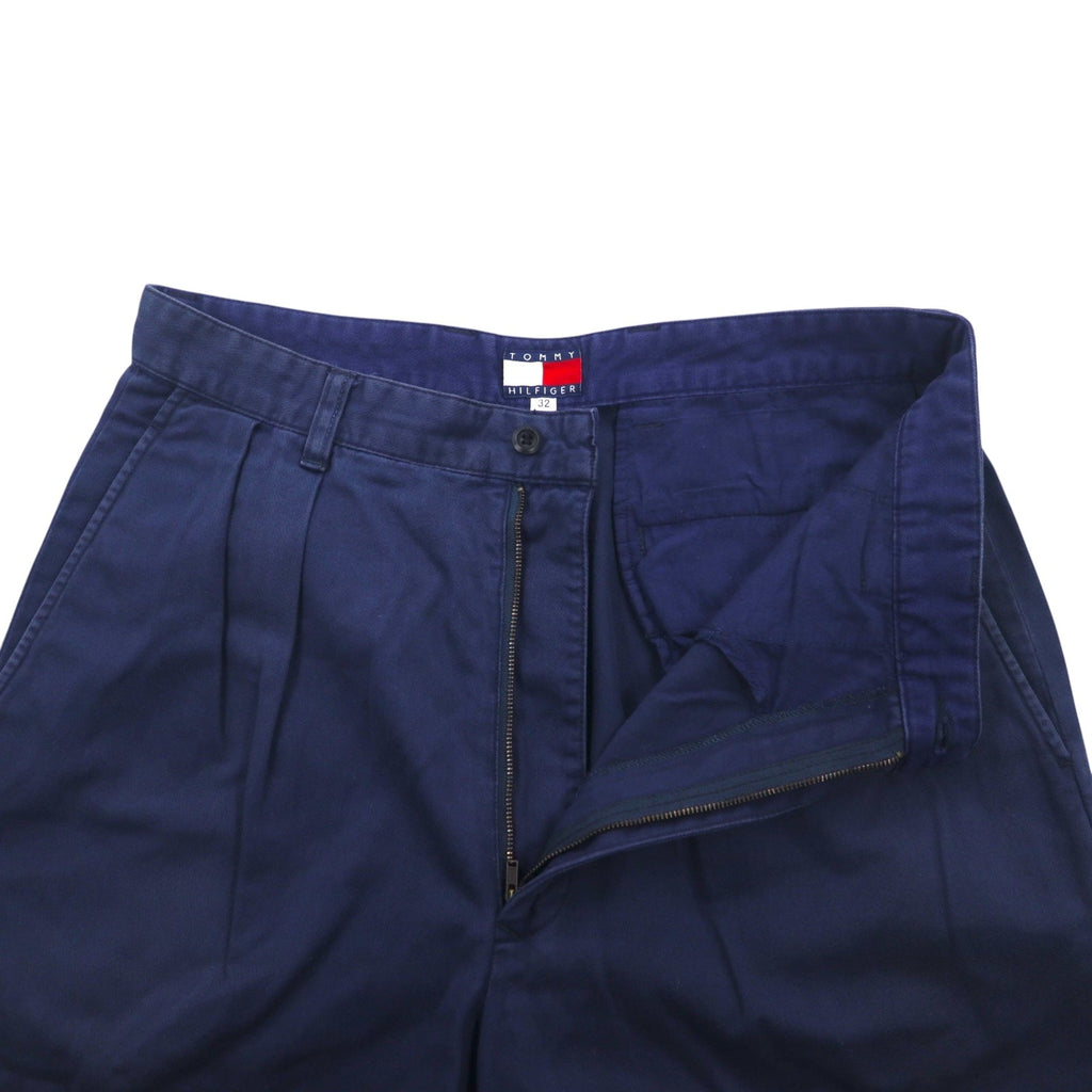 TOMMY HILFIGER Chino a pieghe a gamba larga M blu navy cotone