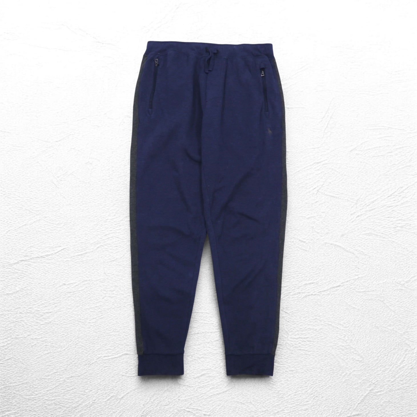 POLO RALPH LAUREN Jogger in felpa, taglia M, blu navy, con banda laterale e ricamo piccolo pony