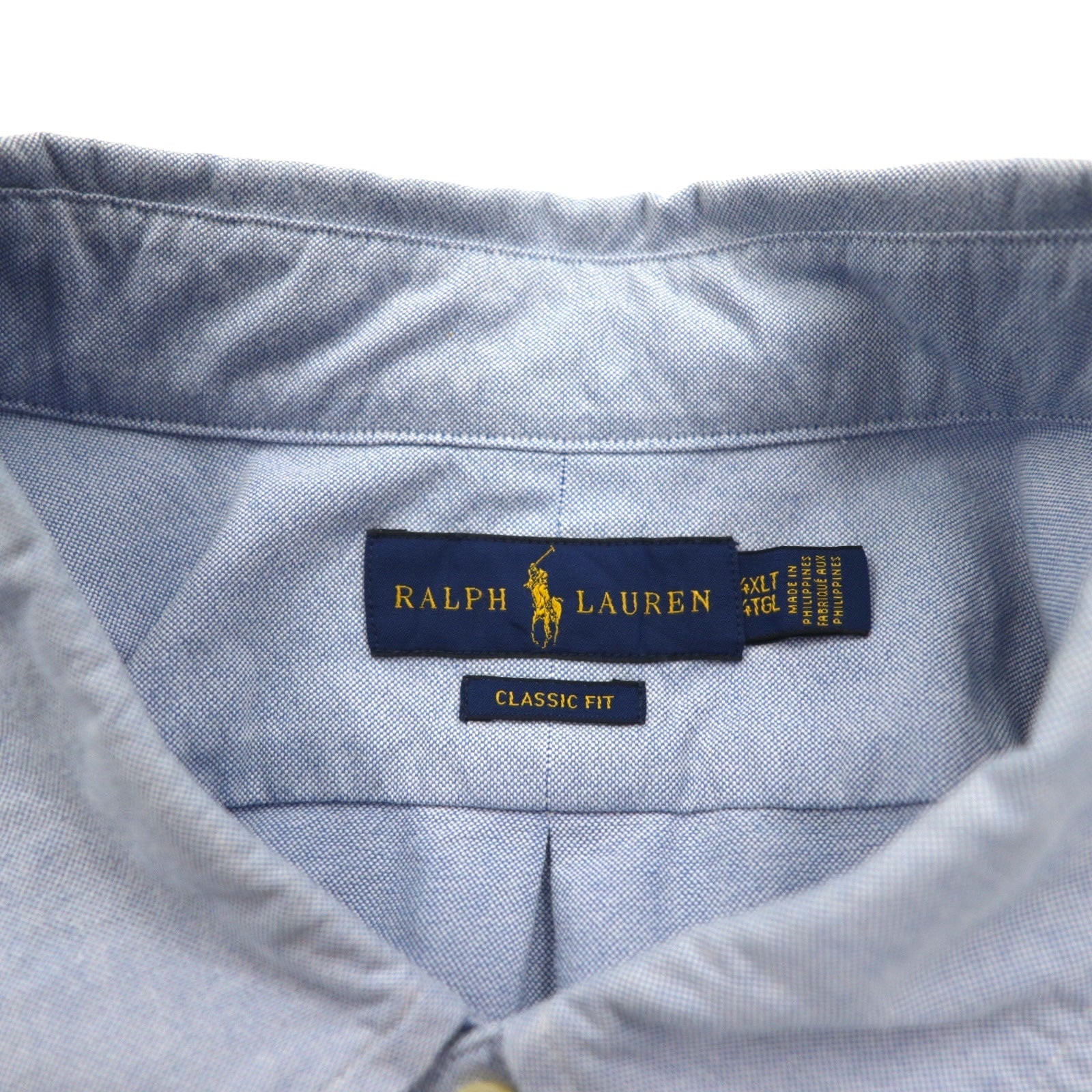 RALPH LAUREN Camicia Oxford button-down CLASSIC FIT taglia grande 4XL blu in cotone con ricamo piccolo pony