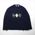 90s Vintage Shetland Wool Sweater アーガイル柄 ニット セーター XL ネイビー BULL HEAD SHETLAND 羊毛