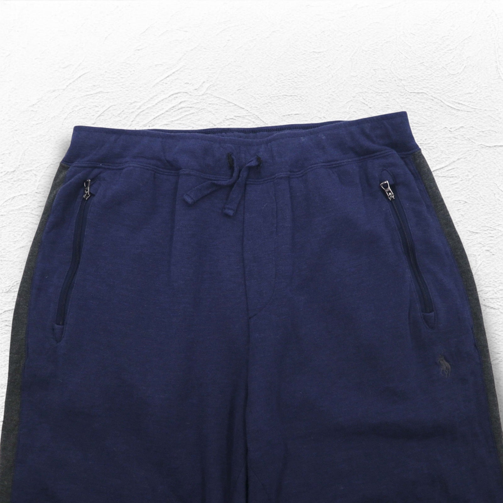 POLO RALPH LAUREN Jogger in felpa, taglia M, blu navy, con banda laterale e ricamo piccolo pony