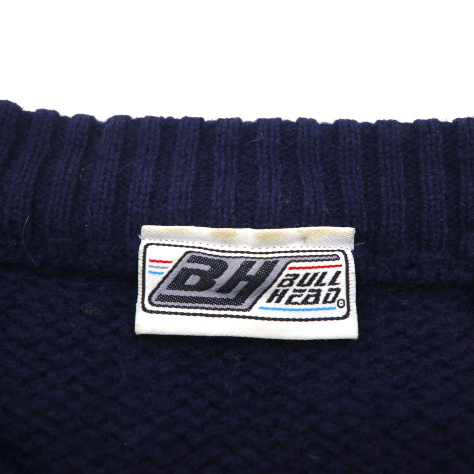90s Vintage Shetland Wool Sweater アーガイル柄 ニット セーター XL ネイビー BULL HEAD SHETLAND 羊毛