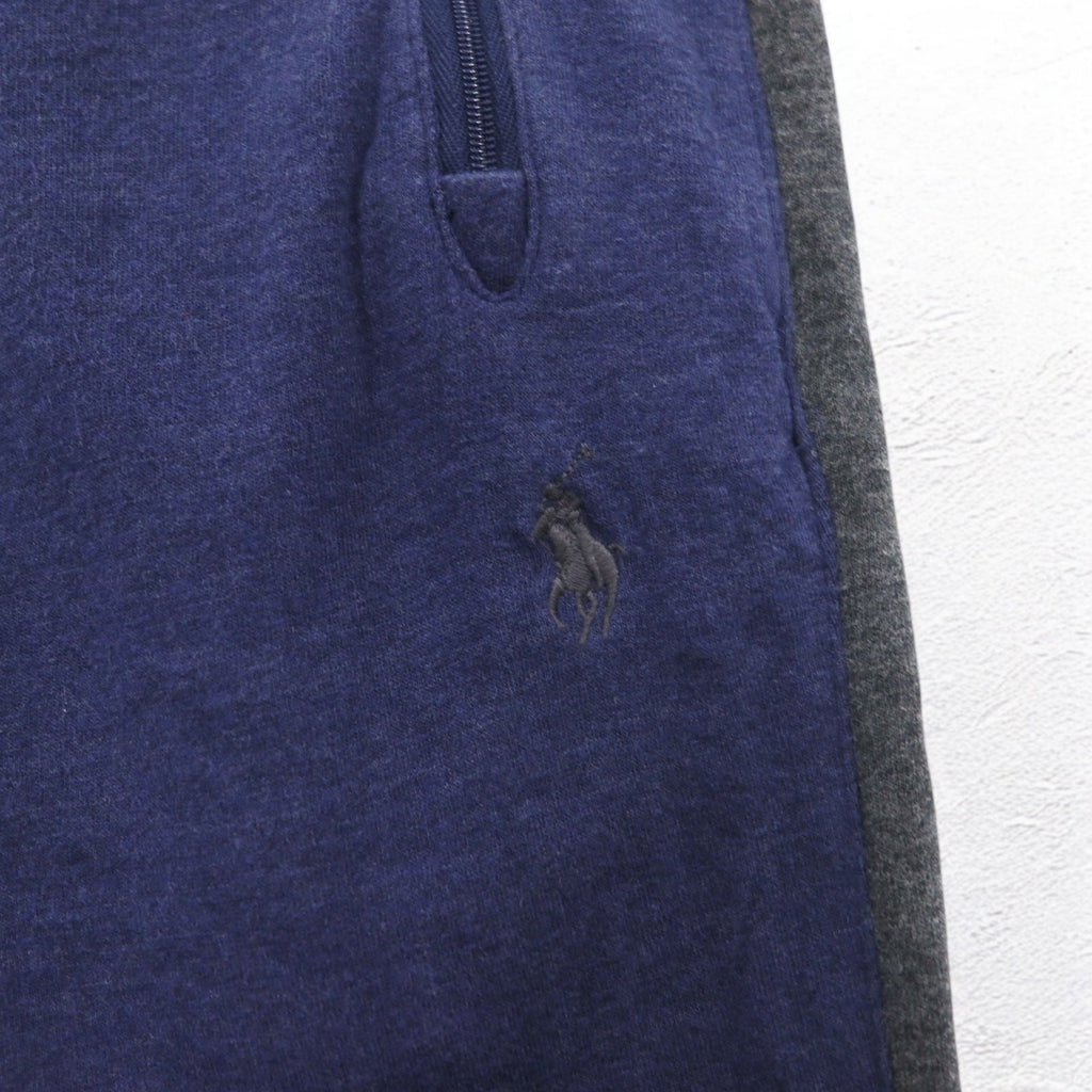 POLO RALPH LAUREN Jogger in felpa, taglia M, blu navy, con banda laterale e ricamo piccolo pony