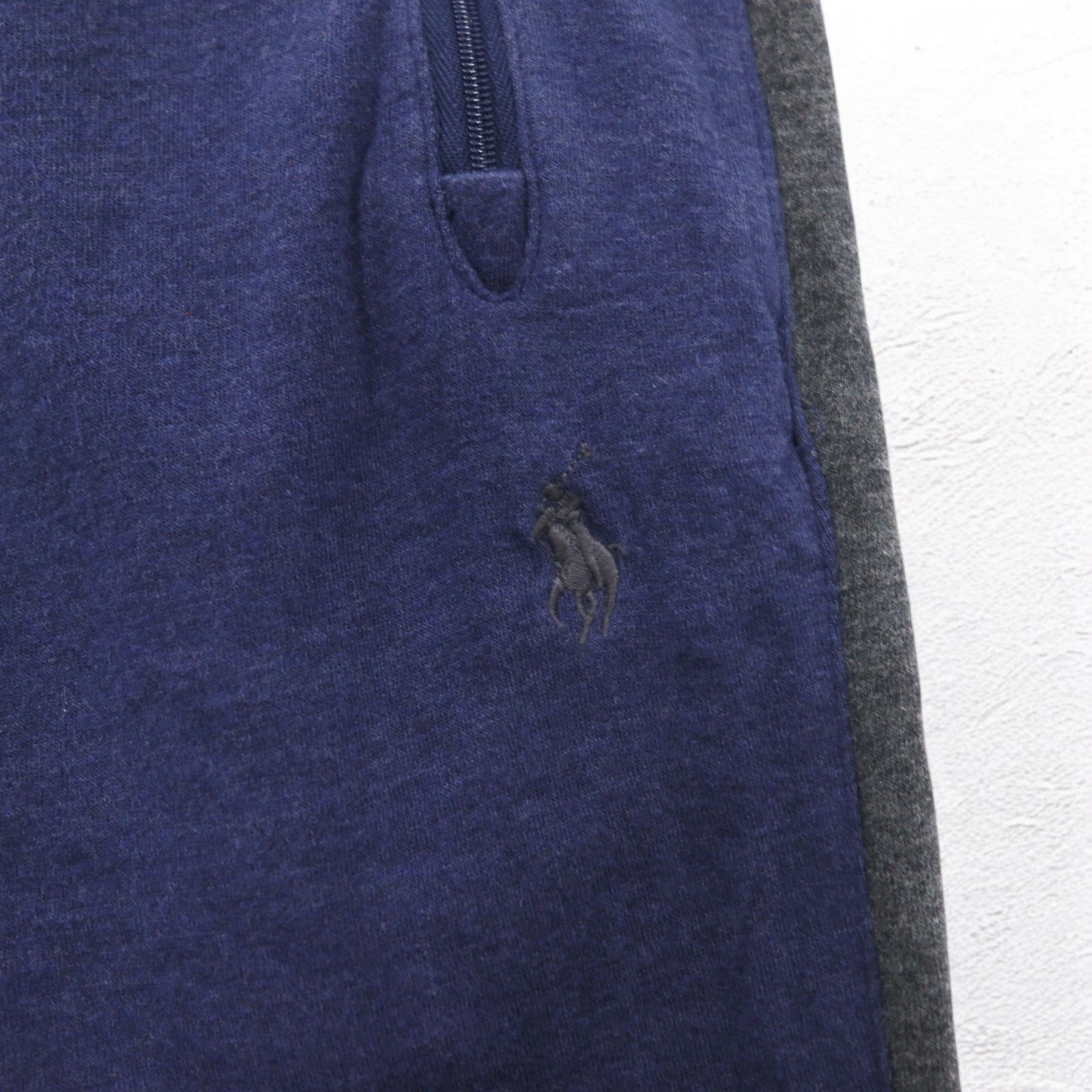 POLO RALPH LAUREN Jogger in felpa, taglia M, blu navy, con banda laterale e ricamo piccolo pony