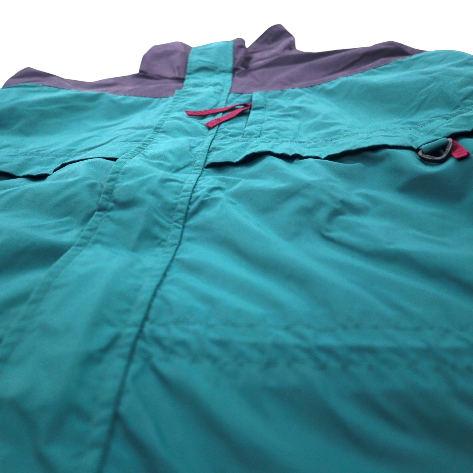 Columbia Giacca a vela anni '90, parka, taglia L, verde e viola, nylon, Radial Sleeve, coulisse, zip-in-zip, Gizzmo