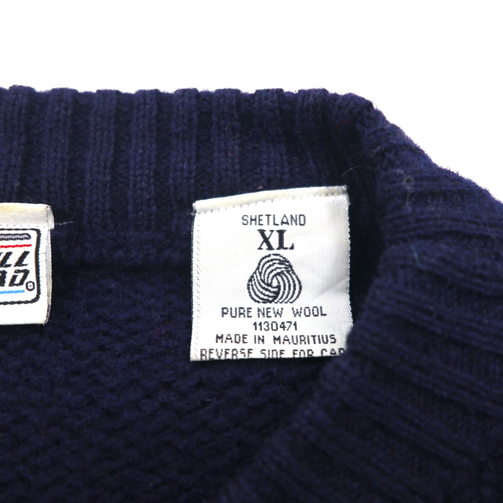 90s Vintage Shetland Wool Sweater アーガイル柄 ニット セーター XL ネイビー BULL HEAD SHETLAND 羊毛