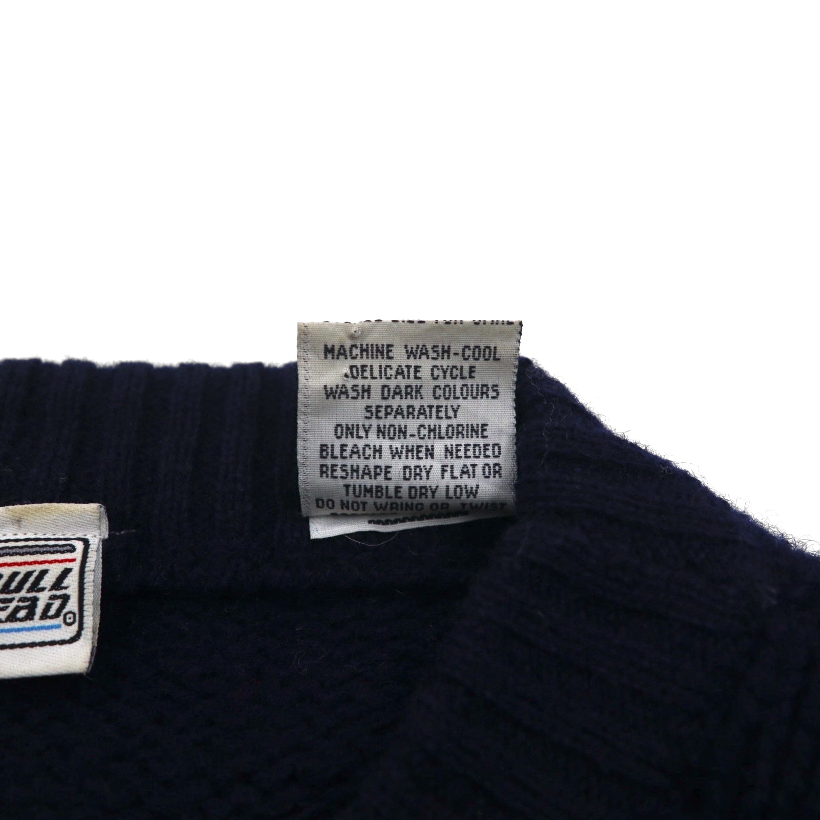90s Vintage Shetland Wool Sweater アーガイル柄 ニット セーター XL ネイビー BULL HEAD SHETLAND 羊毛