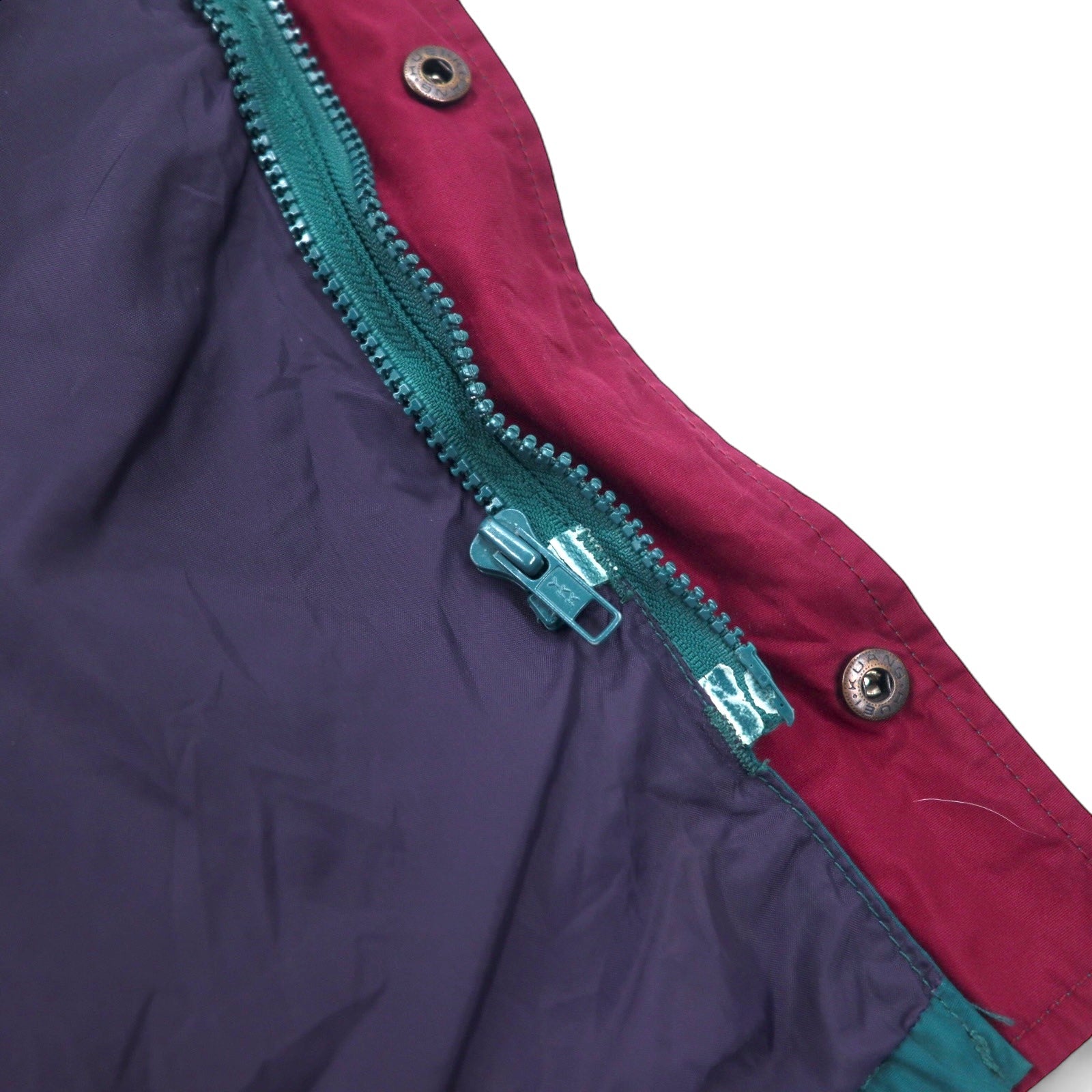 Columbia Giacca a vela anni '90, parka, taglia L, verde e viola, nylon, Radial Sleeve, coulisse, zip-in-zip, Gizzmo