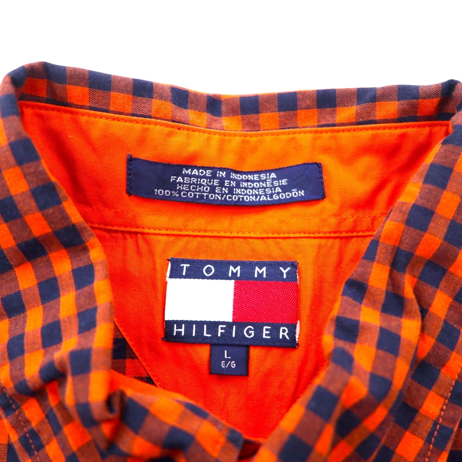 TOMMY HILFIGER Camicia button-down a quadri vichy L Arancione Cotone Oversize