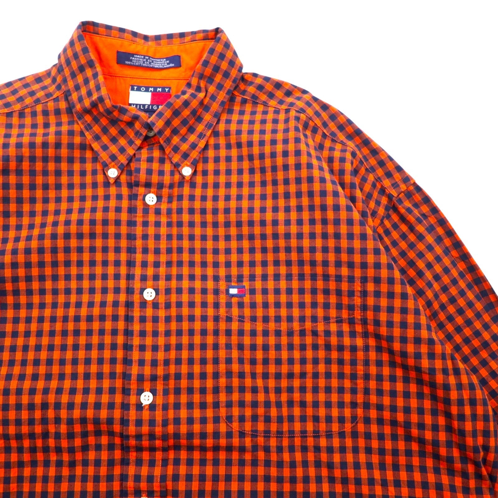 TOMMY HILFIGER Camicia button-down a quadri vichy L Arancione Cotone Oversize