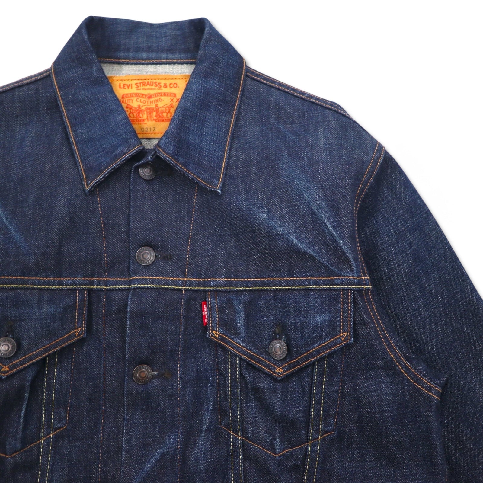 LEVI'S VINTAGE CLOTHING (LVC) Giacca di jeans 4th Type Big E 1967 riedizione L Indigo Blu 70505-0217 Made in Japan