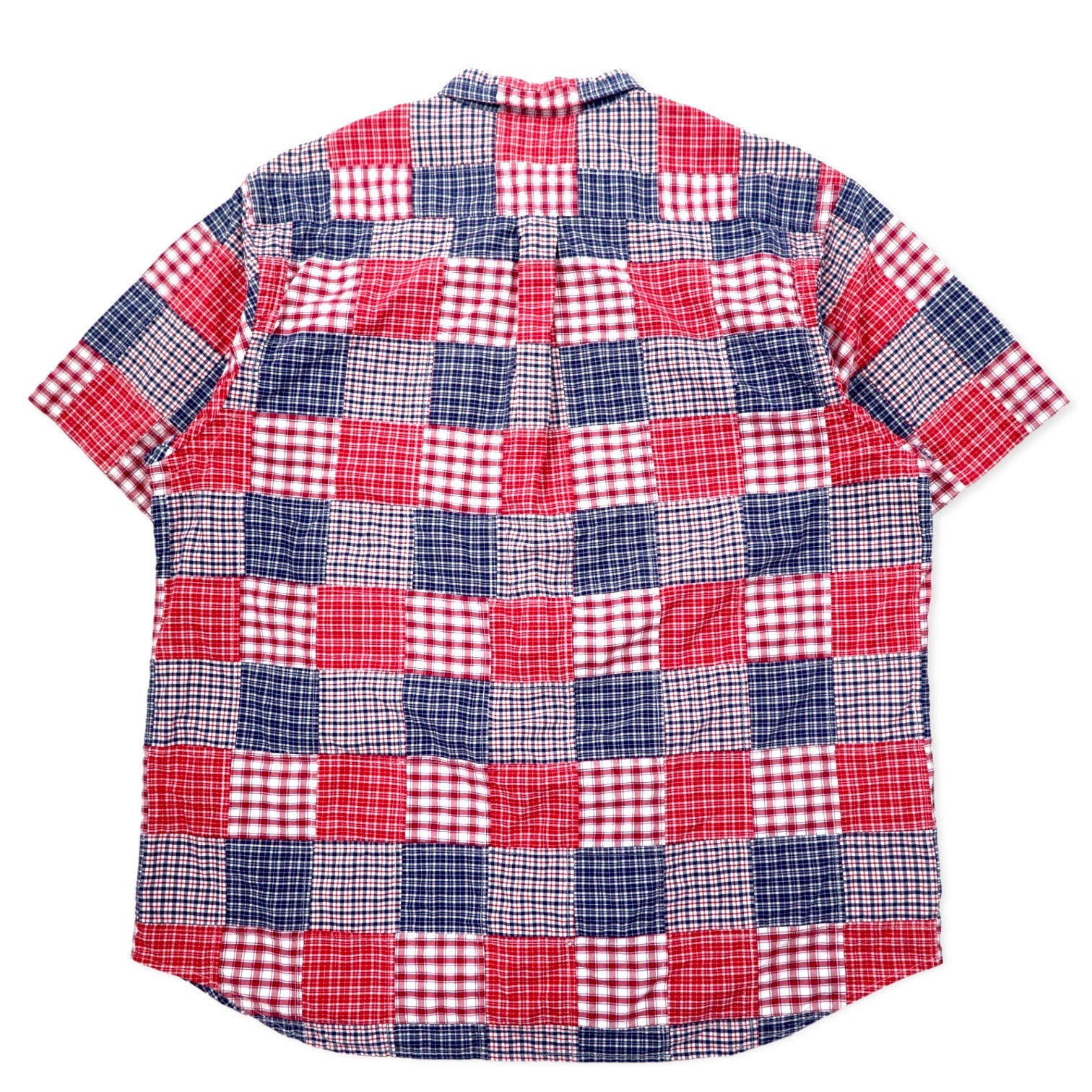 NAUTICA Camicia button-down patchwork a maniche corte XXL multicolore a quadri in cotone con logo ricamato taglia grande