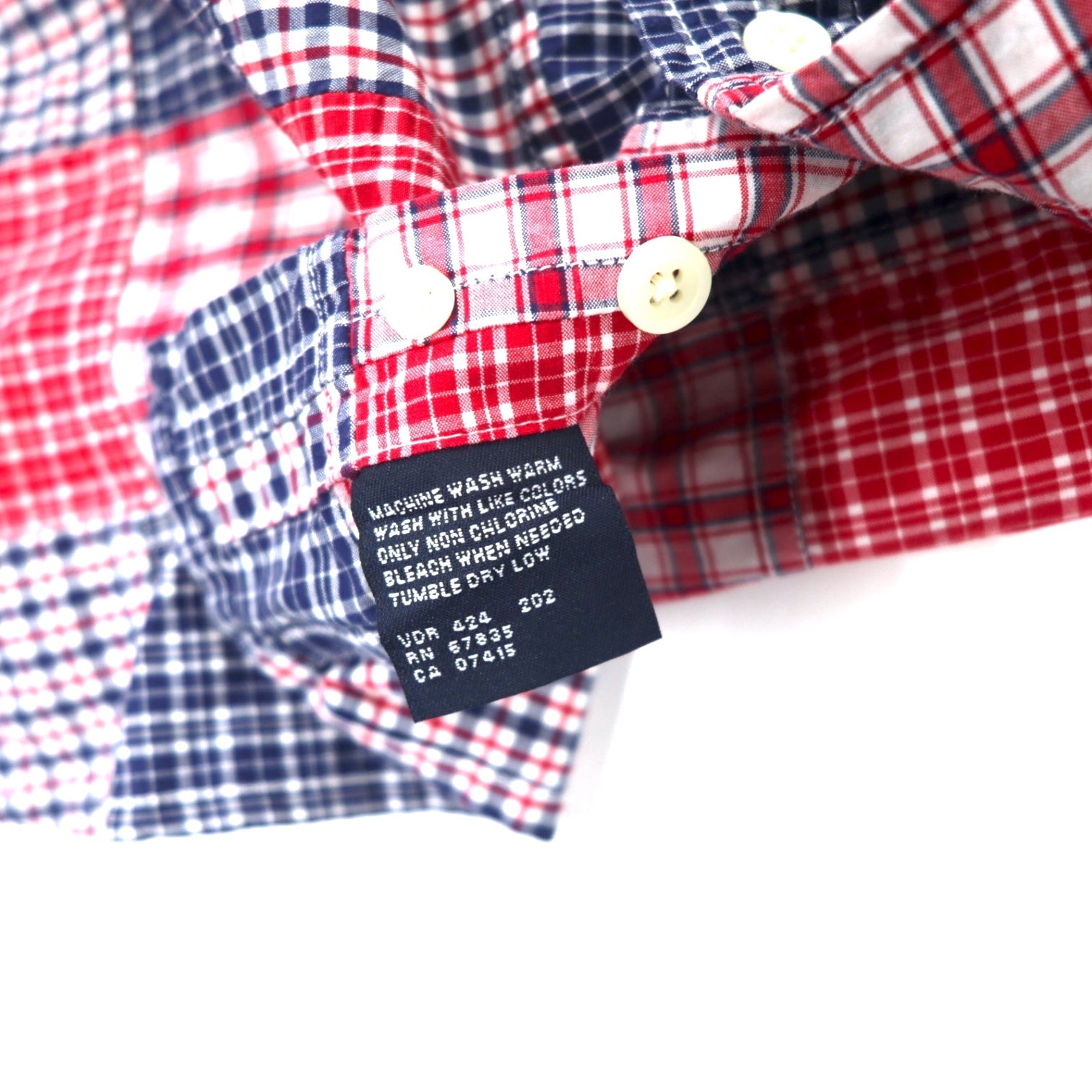 NAUTICA Camicia button-down patchwork a maniche corte XXL multicolore a quadri in cotone con logo ricamato taglia grande