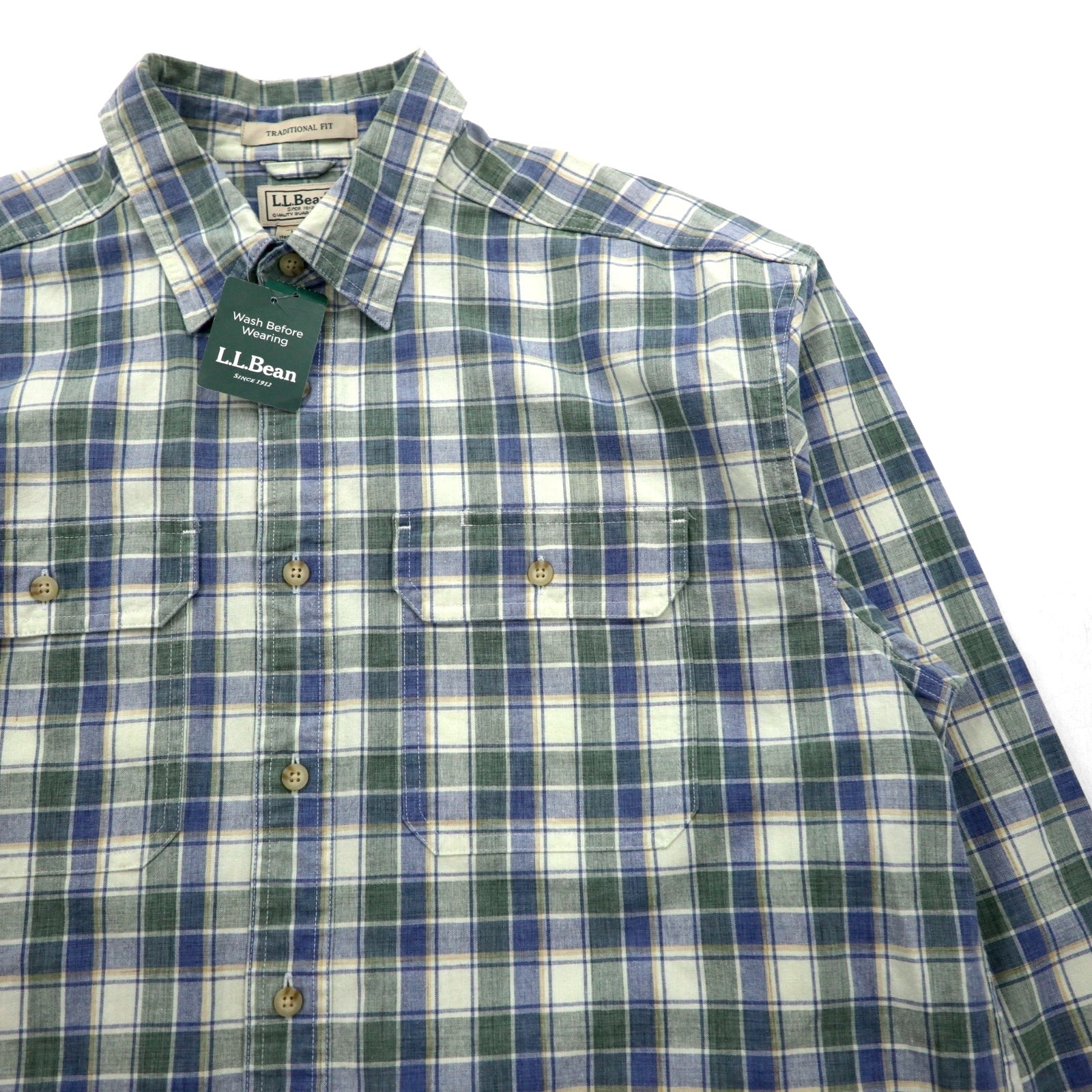 L.L.Bean サンウォッシュ キャンバス フランネルシャツ L チェック TRADITIONAL FIT 286410 未使用品