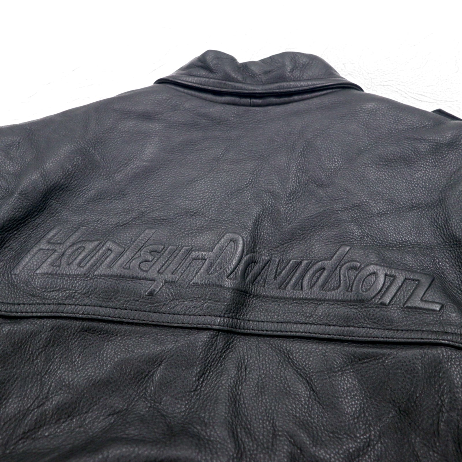 HARLEY DAVIDSON Giacca da volo A-2 in pelle stile bomber militare da motociclista, taglia L, nera, pelle a grana, fodera rimovibile, spalline