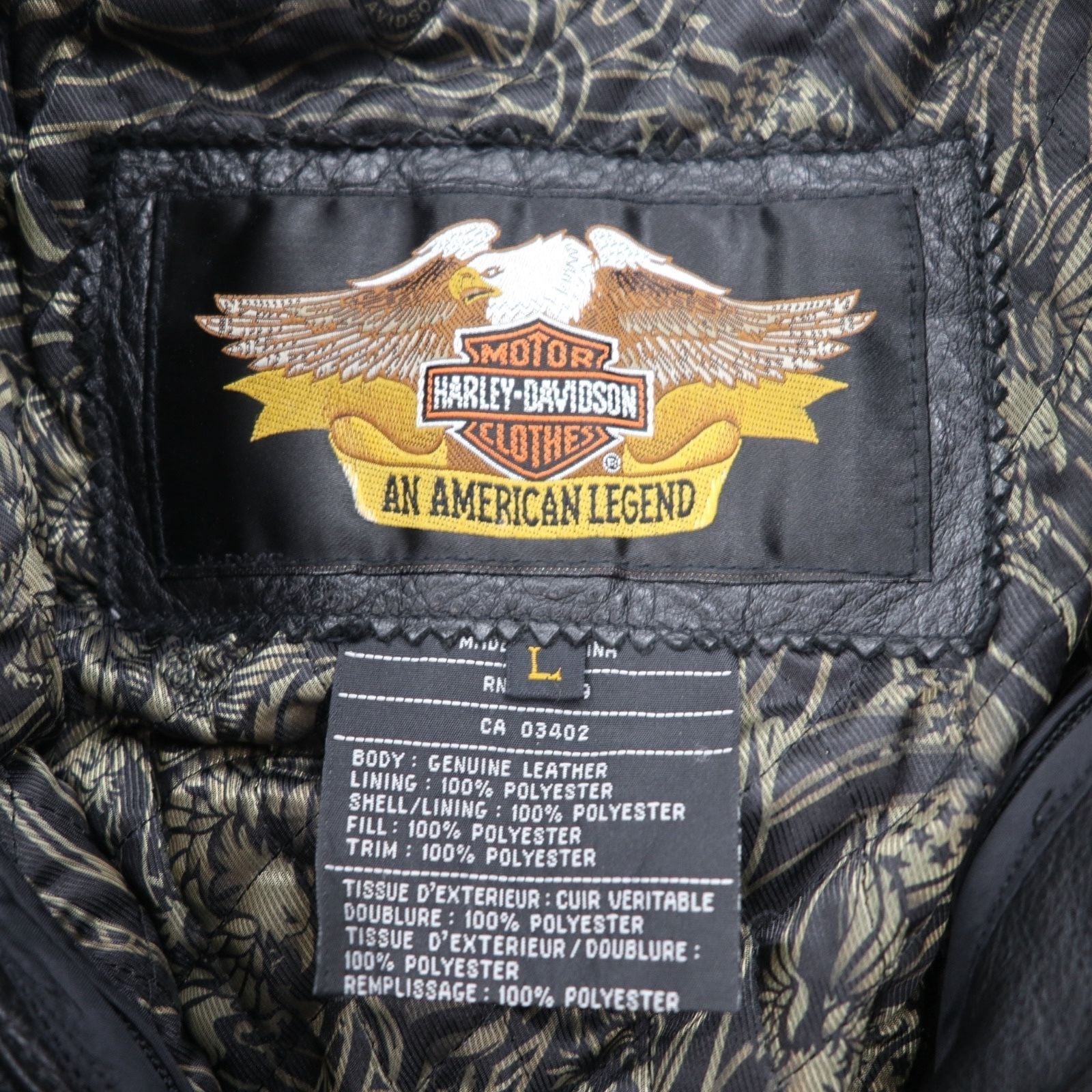 HARLEY DAVIDSON Giacca da volo A-2 in pelle stile bomber militare da motociclista, taglia L, nera, pelle a grana, fodera rimovibile, spalline