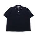 Salvatore Ferragamo Polo a maniche corte in cotone taglio ampio, taglia L, blu navy, con ricamo logo a punto singolo, Prodotto in Italia