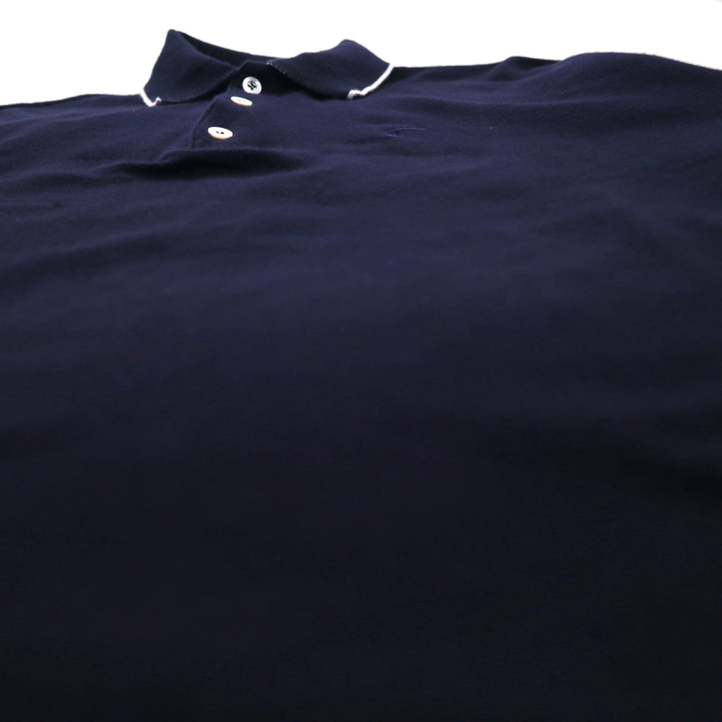 Salvatore Ferragamo Polo a maniche corte in cotone taglio ampio, taglia L, blu navy, con ricamo logo a punto singolo, Prodotto in Italia