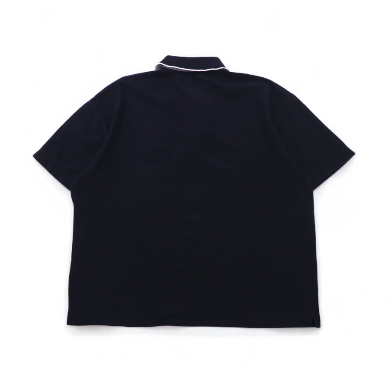 Salvatore Ferragamo Polo a maniche corte in cotone taglio ampio, taglia L, blu navy, con ricamo logo a punto singolo, Prodotto in Italia