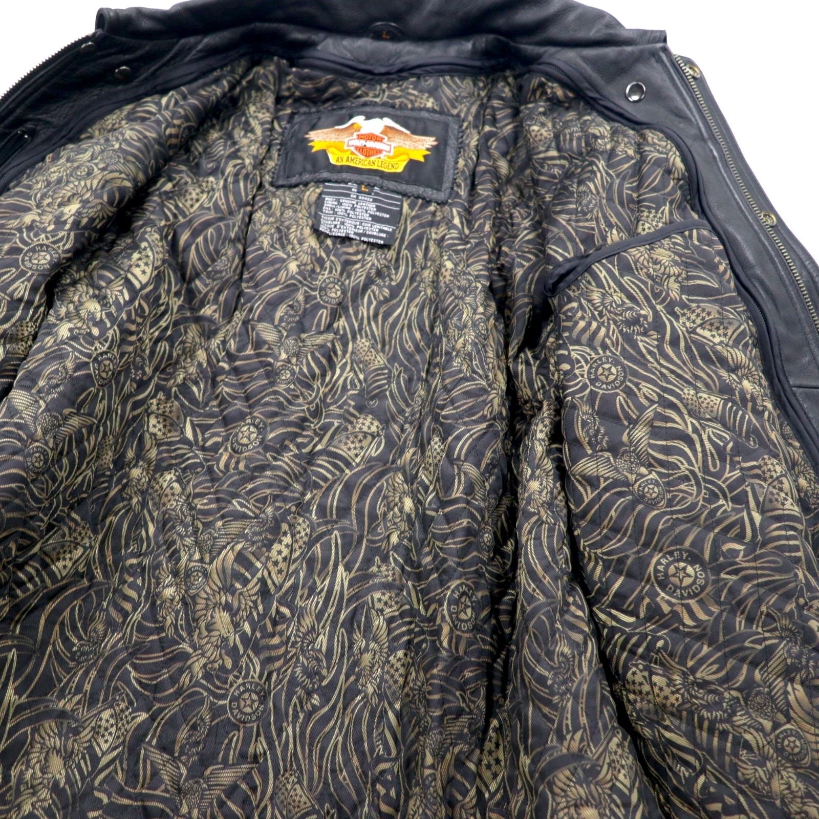 HARLEY DAVIDSON Giacca da volo A-2 in pelle stile bomber militare da motociclista, taglia L, nera, pelle a grana, fodera rimovibile, spalline