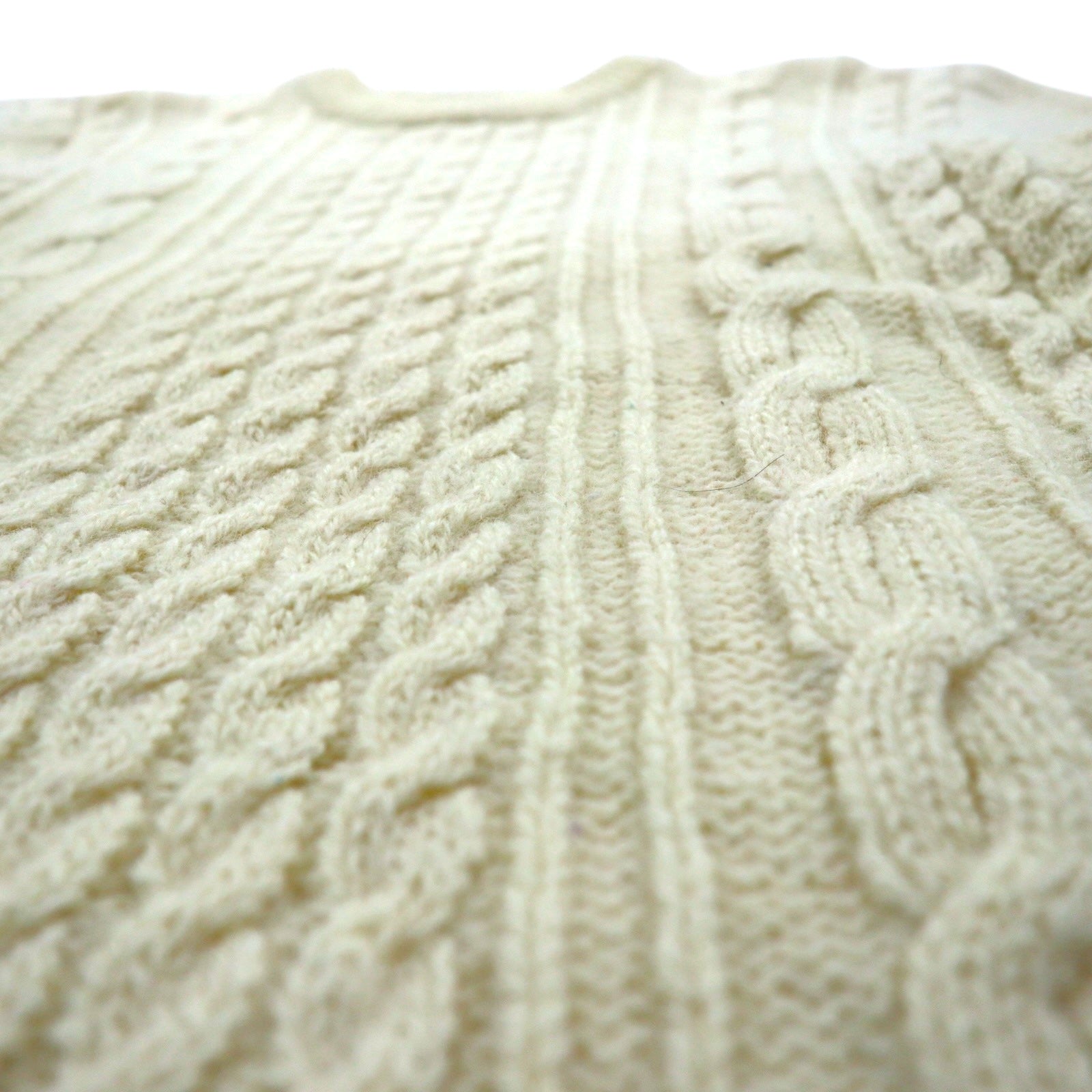 80s Vintage Shetland Wool Fisherman Sweater フィッシャーマン アランニット セーター L 生成り 羊毛