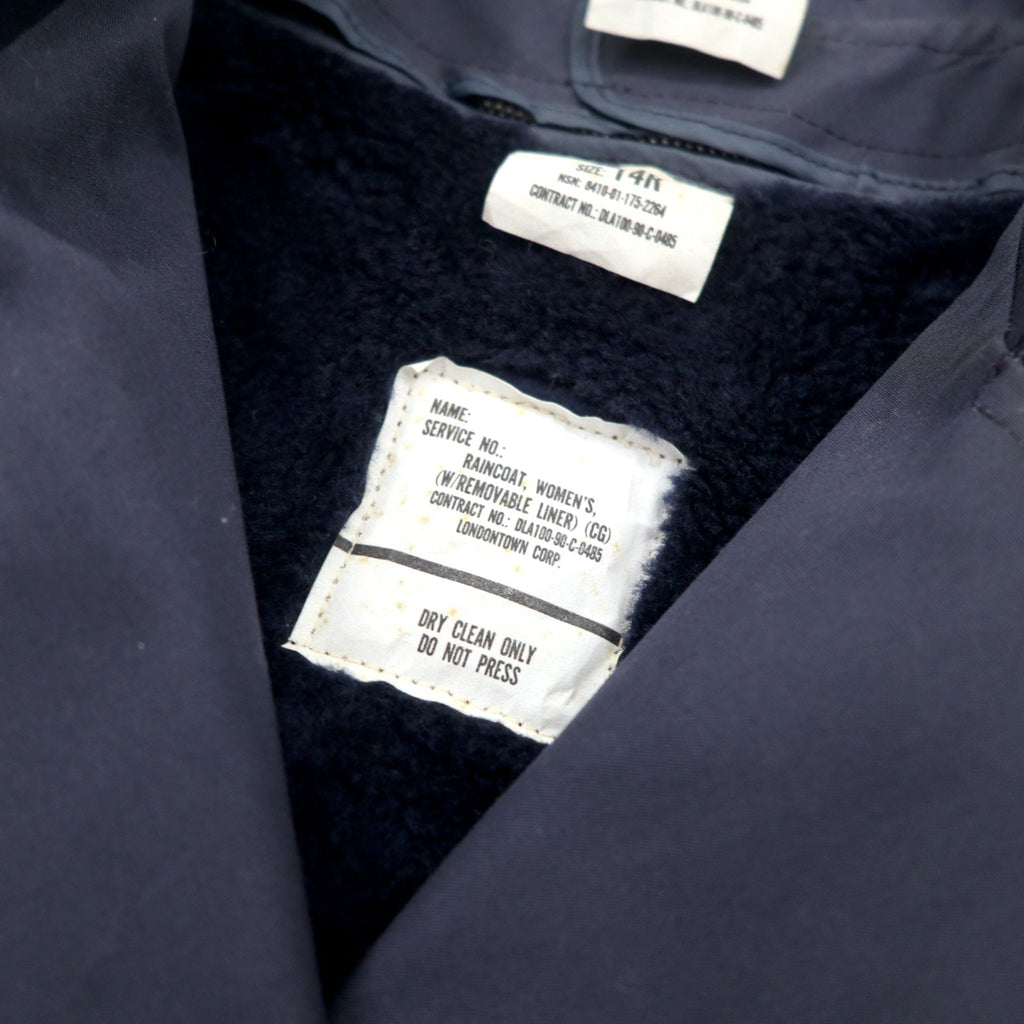 Anni '90, US NAVY, Esercito americano, cappotto per tutte le stagioni, trench coat, 14R, blu navy, poliestere cotone, fodera rimovibile, con cintura, militare, 8410-01-175-2264 RAIN COAT WOMEN'S LONDONTOWN CORP
