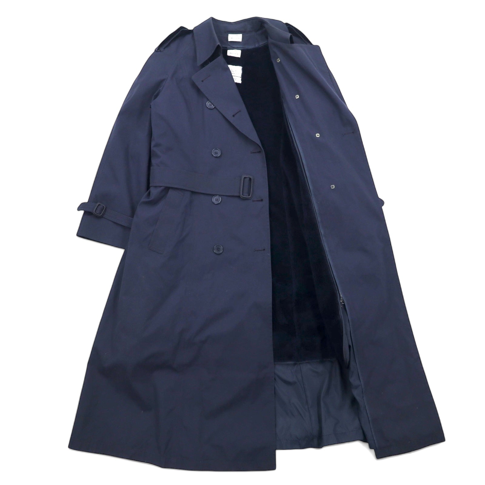 Anni '90, US NAVY, Esercito americano, cappotto per tutte le stagioni, trench coat, 14R, blu navy, poliestere cotone, fodera rimovibile, con cintura, militare, 8410-01-175-2264 RAIN COAT WOMEN'S LONDONTOWN CORP