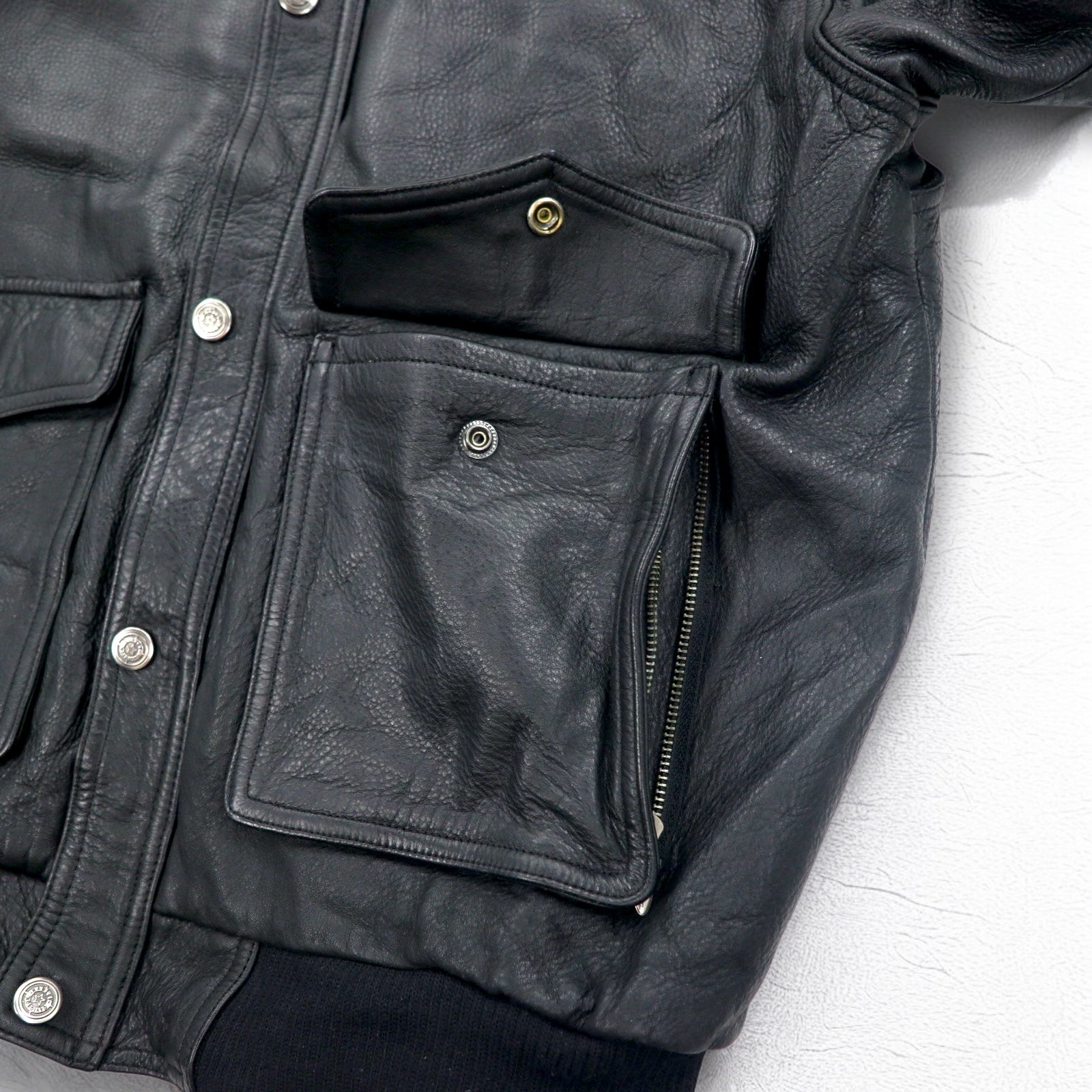 HARLEY DAVIDSON Giacca da volo A-2 in pelle stile bomber militare da motociclista, taglia L, nera, pelle a grana, fodera rimovibile, spalline