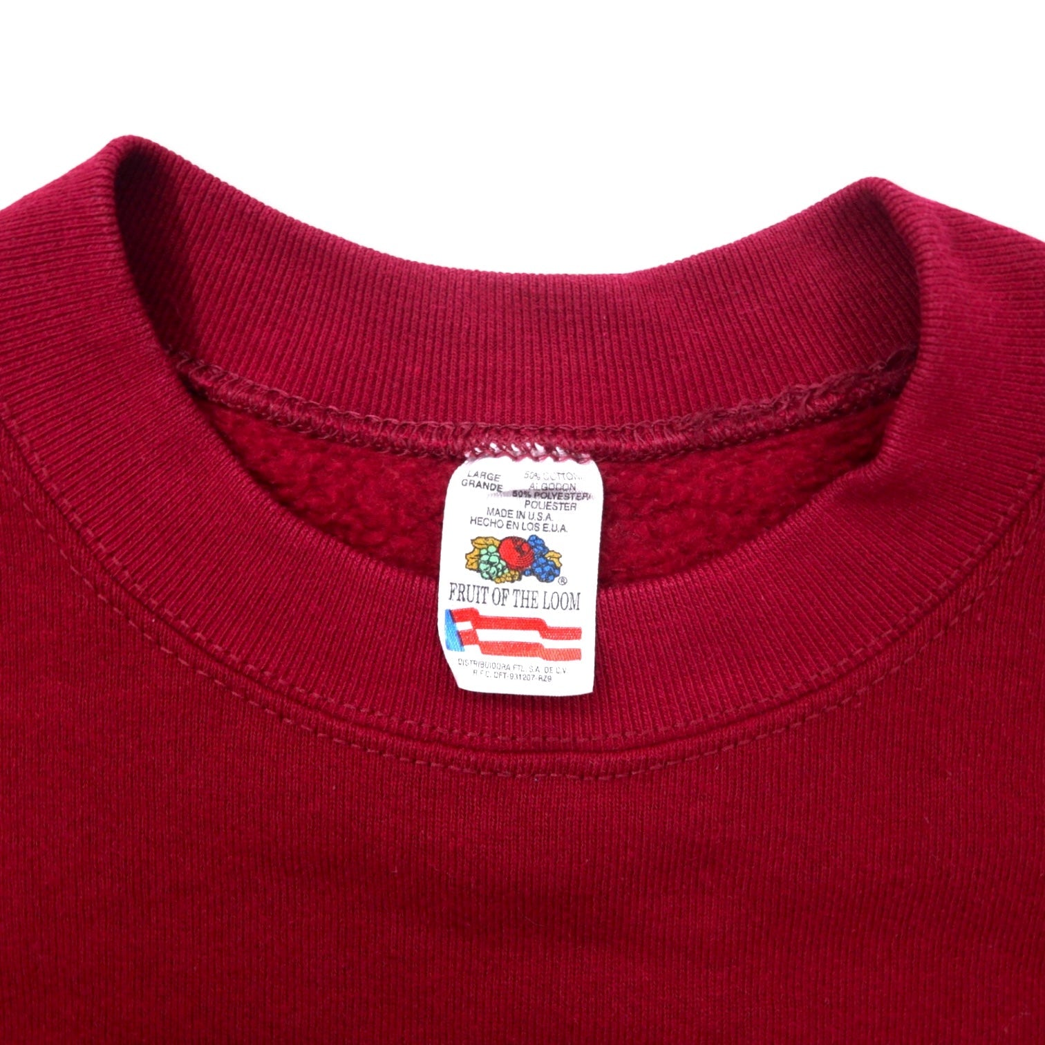 FRUIT OF THE LOOM USA 90s felpa ricamata college L rosso cotone KENTUCKY