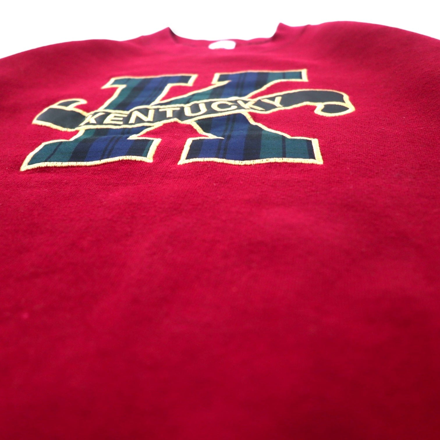FRUIT OF THE LOOM USA 90s felpa ricamata college L rosso cotone KENTUCKY