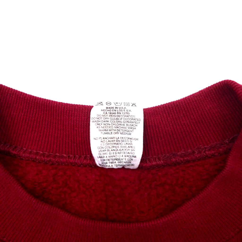 FRUIT OF THE LOOM USA 90s felpa ricamata college L rosso cotone KENTUCKY