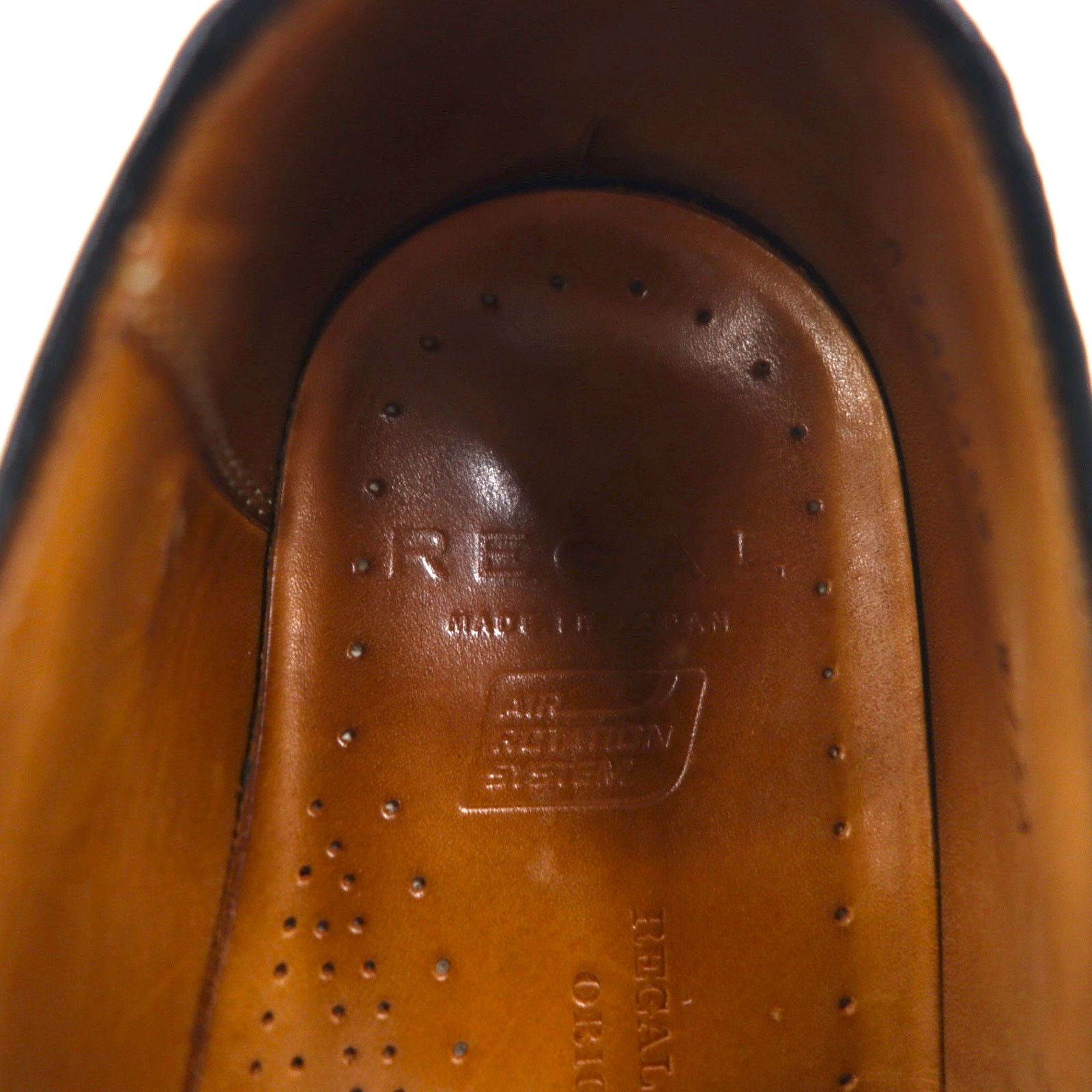 REGAL scarpe stringate con punta a U, misura 26.5 cm, marroni, in pelle bovina, allacciatura esterna, punta divisa, AIR ROTATION SYSTEM W15A, Made in Japan