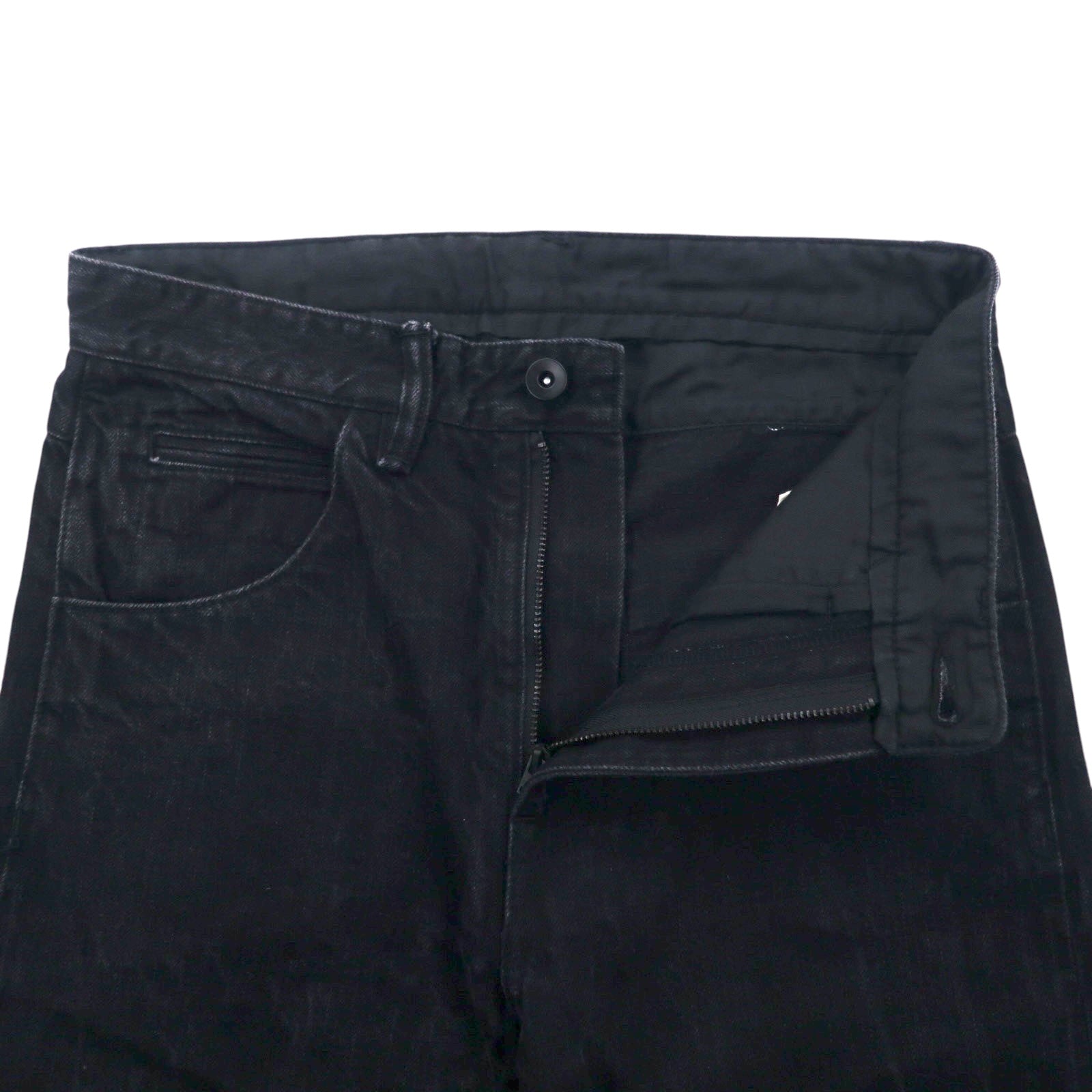 bukht カットオフ デニムパンツ S ブラック BASIC 5P SLIM DENIM PANTS B-M31806 日本製