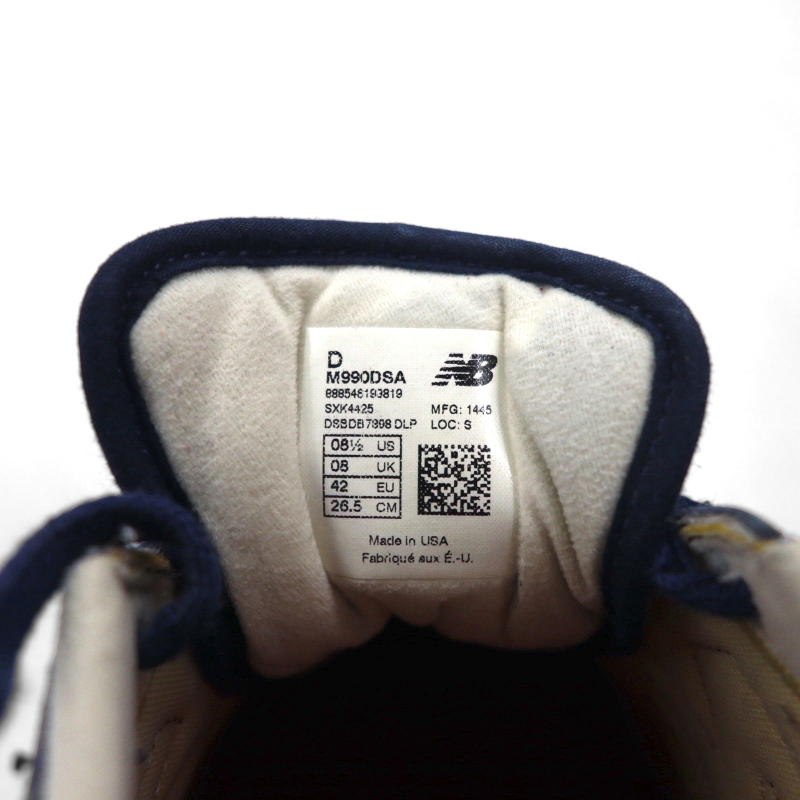 new balance USA製 M990DSA sneaker in camoscio, 26.5 cm, blu navy, pelle Horween, suola Vibram