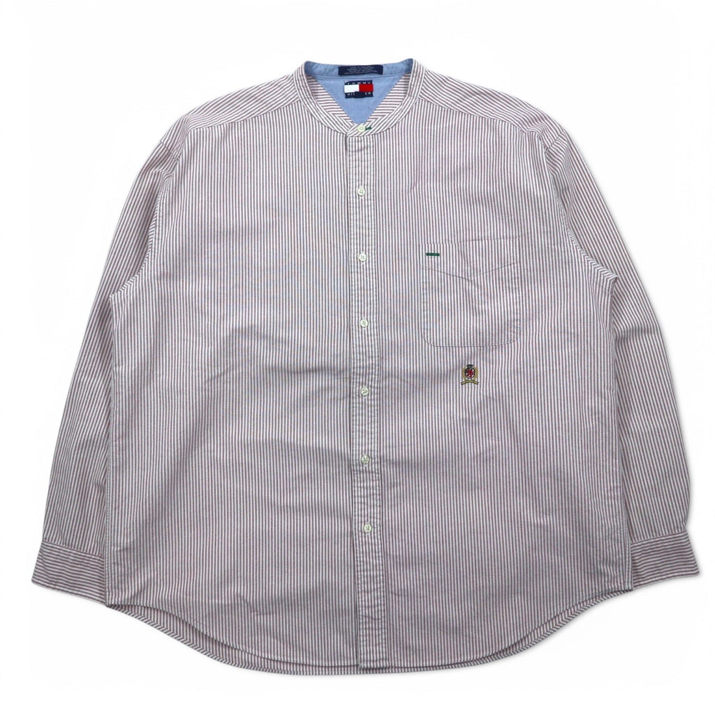 Camicia in Oxford a collo alto TOMMY HILFIGER, taglia XL, rosa, bianca, a righe in cotone