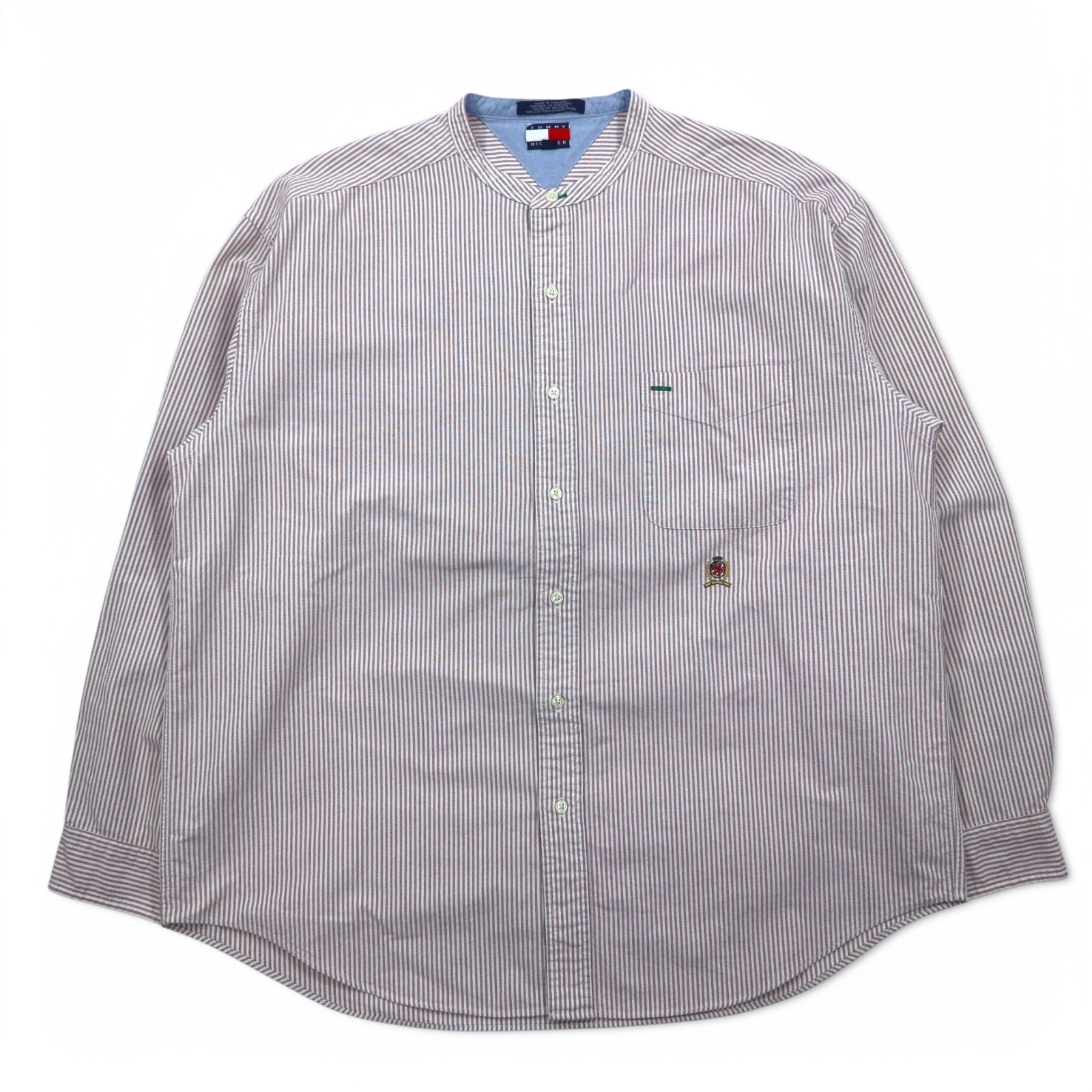 Camicia in Oxford a collo alto TOMMY HILFIGER, taglia XL, rosa, bianca, a righe in cotone
