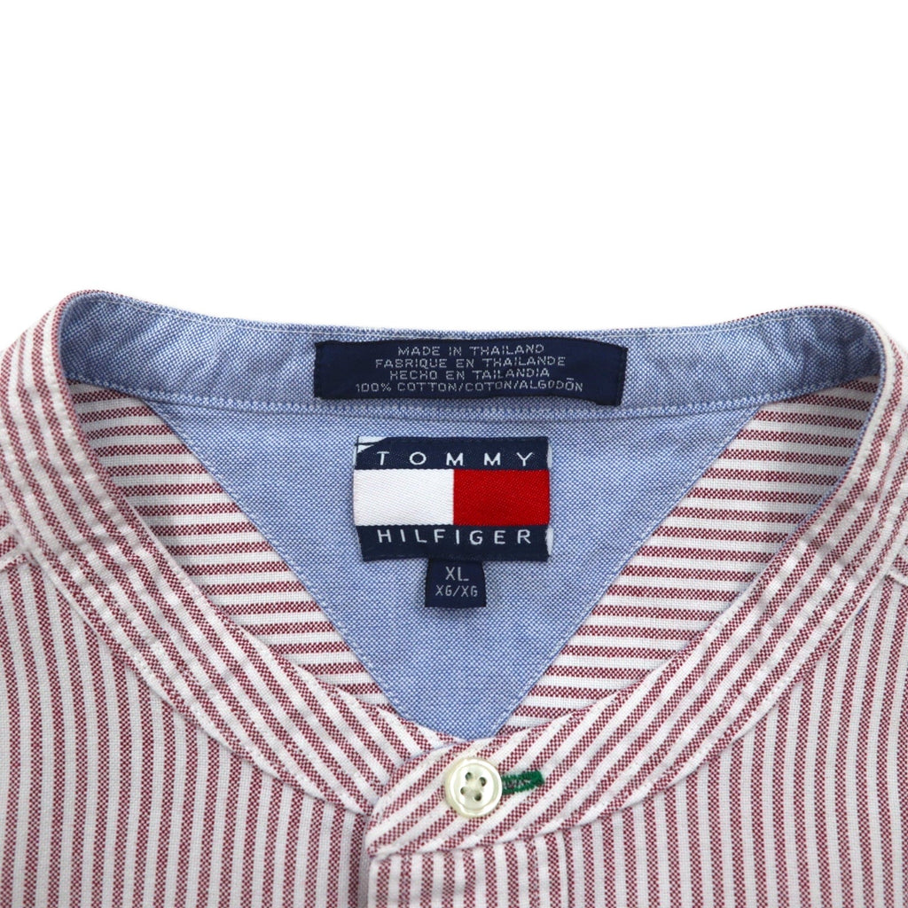 Camicia in Oxford a collo alto TOMMY HILFIGER, taglia XL, rosa, bianca, a righe in cotone
